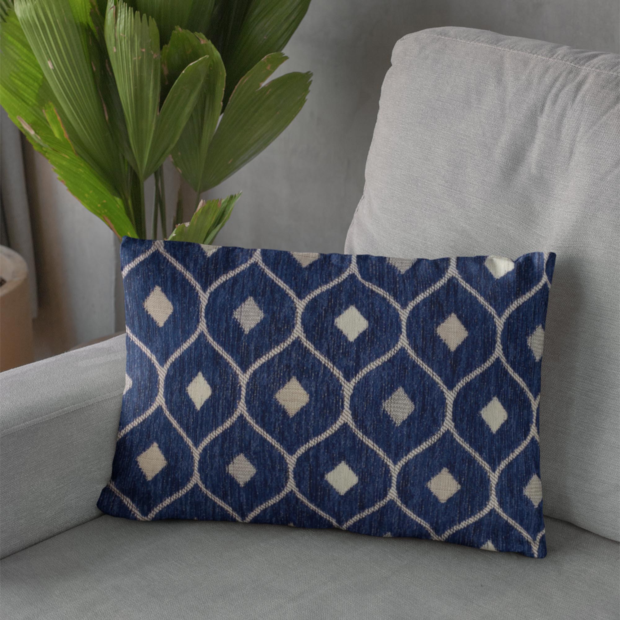 Plutus Navy Beige Nautical Dot Dots Luxury Throw Pillow-2