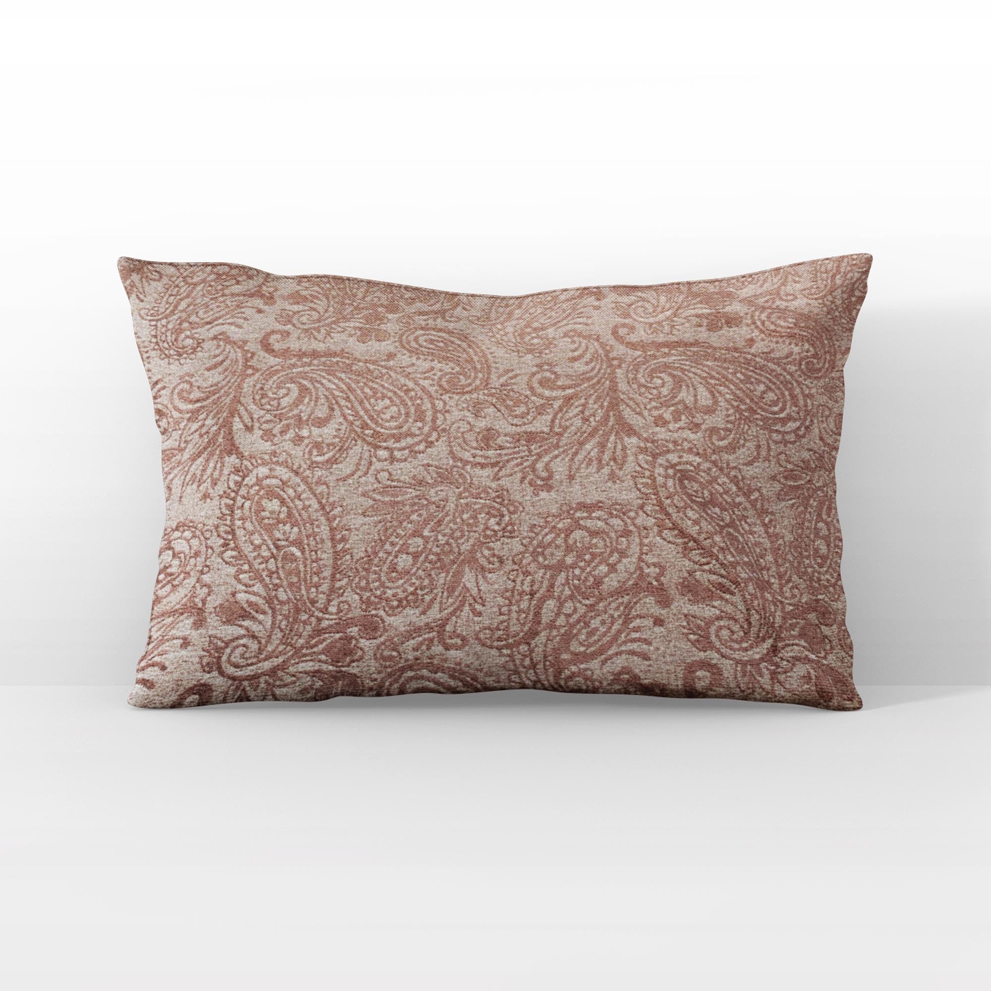 Plutus Terracotta  Rustic Paisley Paisley Luxury Throw Pillow-3