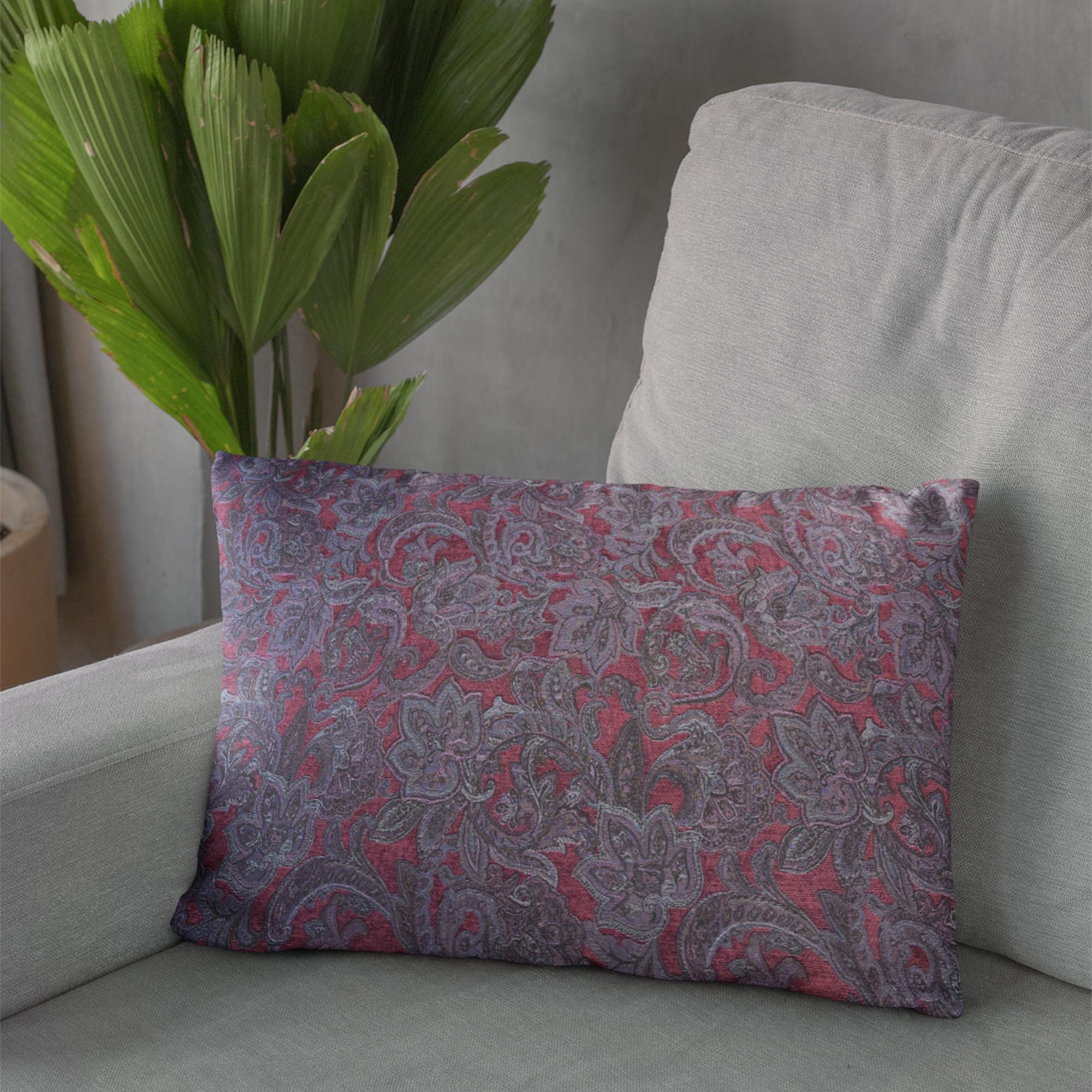 Plutus Purple Lavender Elegance Paisley Luxury Throw Pillow-2