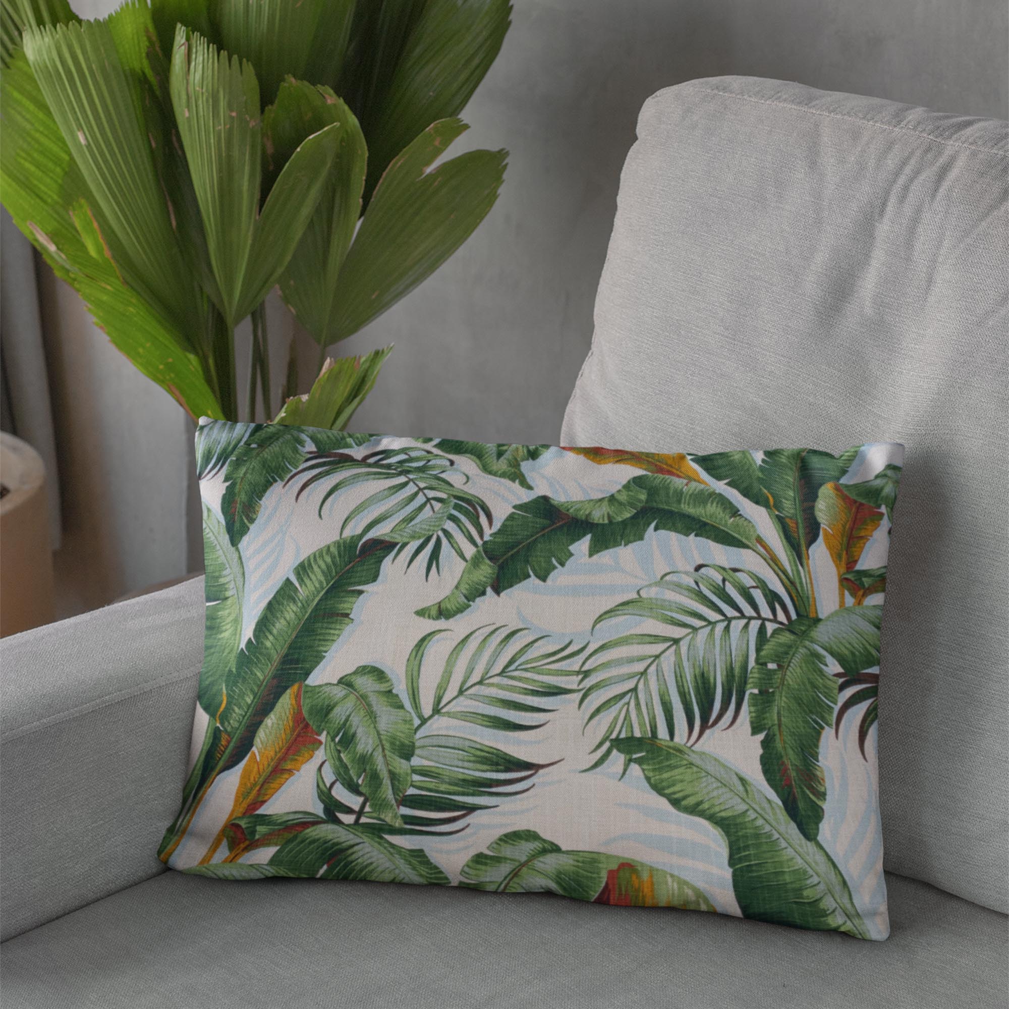 Plutus Green White Leafy Luxe Floral Luxury Throw Pillow-2