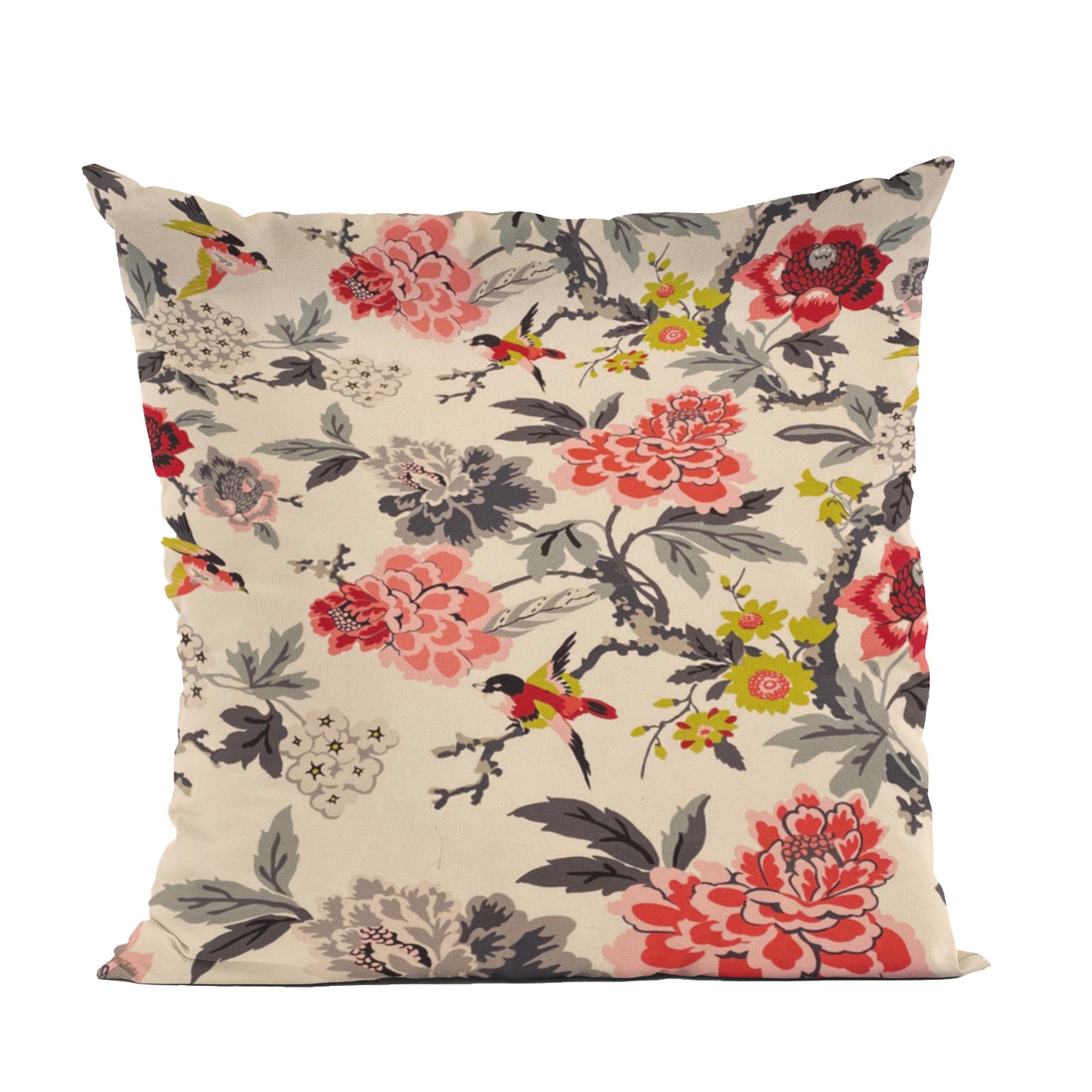 Plutus Red Black White Ruby Garden Floral Luxury Throw Pillow-0