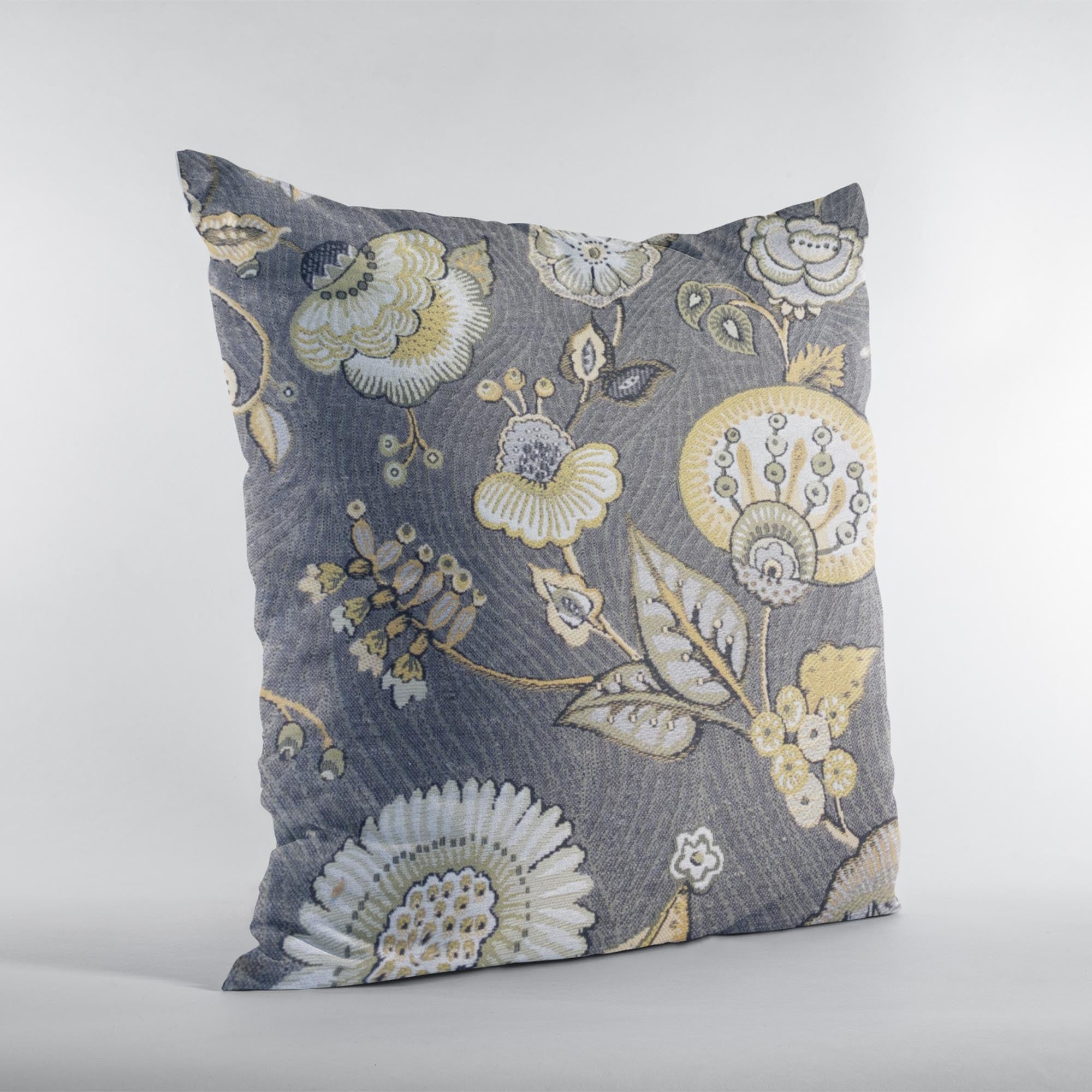 Plutus Gray Yellow Sunlit Garden Floral Luxury Throw Pillow-1