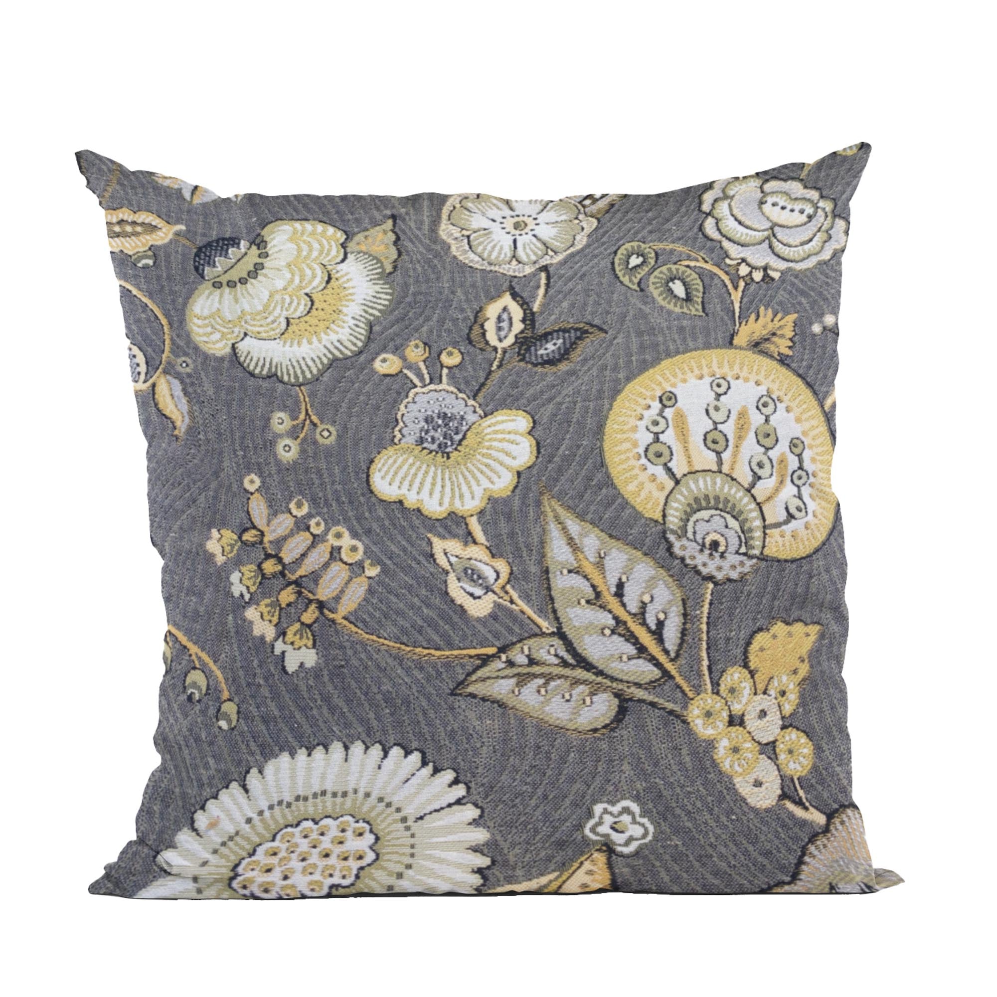 Plutus Gray Yellow Sunlit Garden Floral Luxury Throw Pillow-0