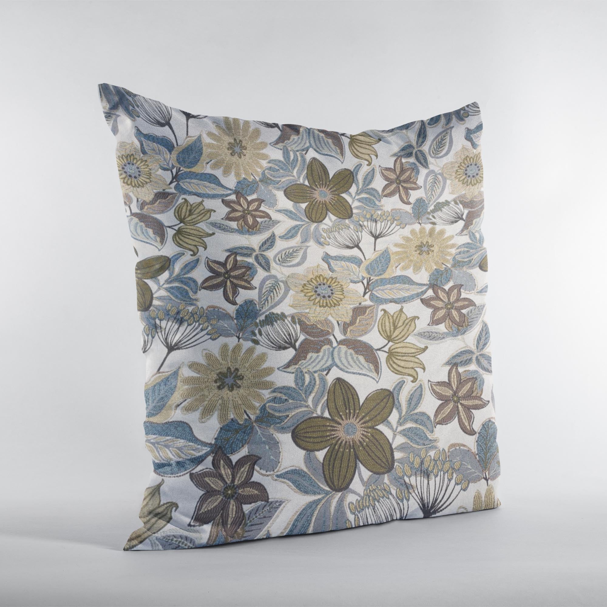 Plutus Gray Yellow Brown Harvest Bloom Floral Luxury Throw Pillow-1