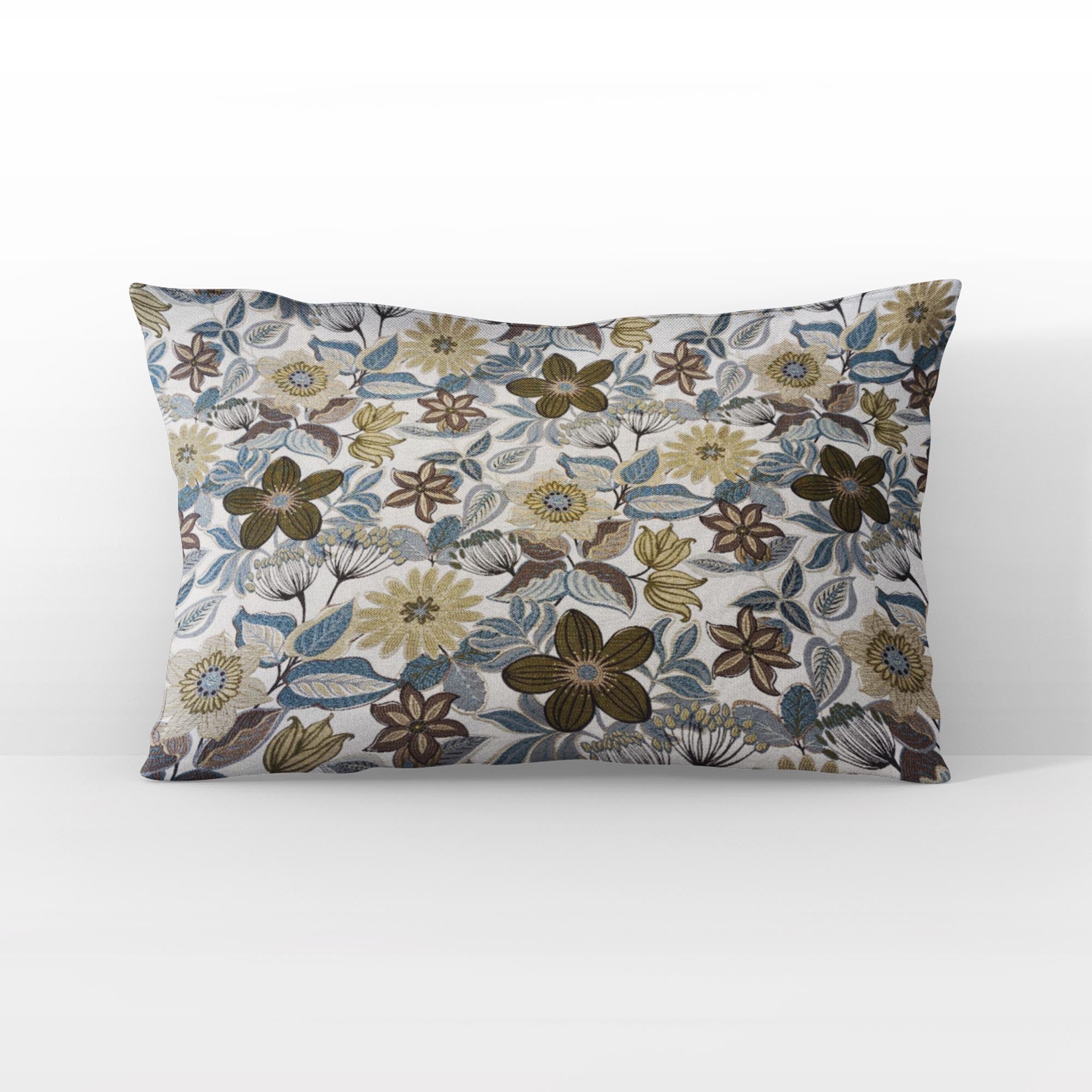 Plutus Gray Yellow Brown Harvest Bloom Floral Luxury Throw Pillow-3