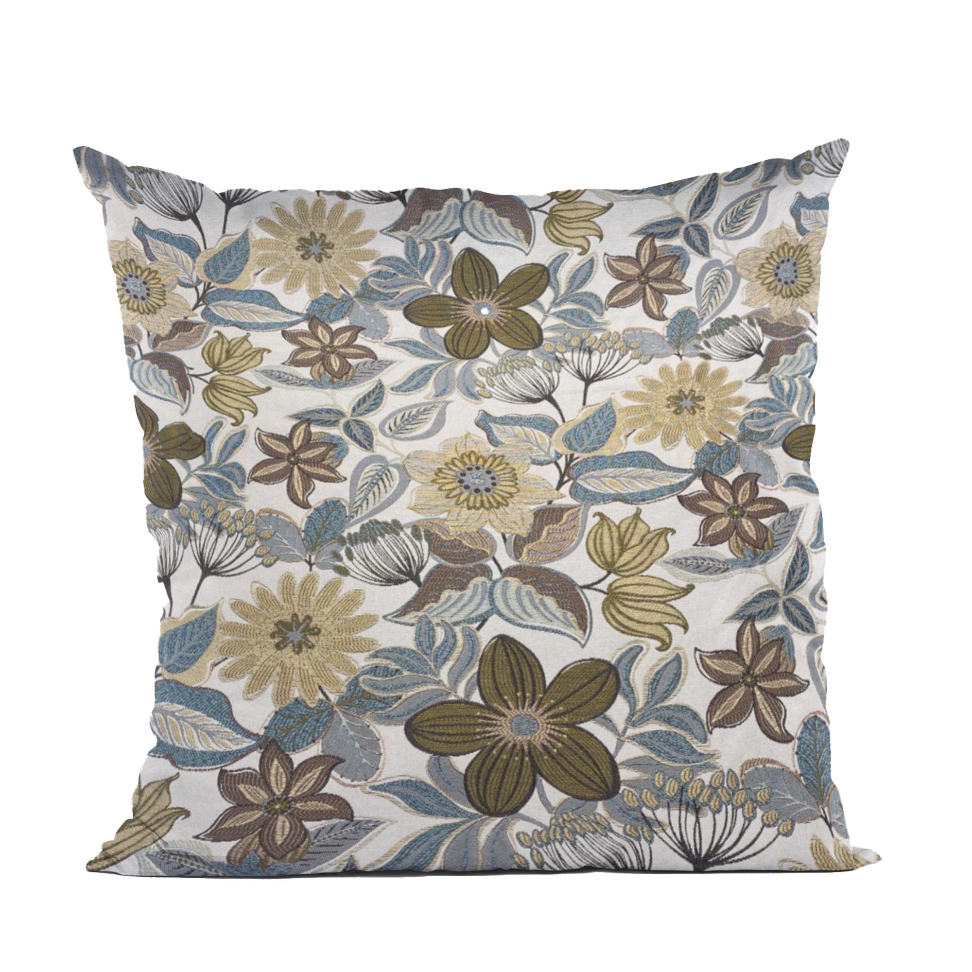 Plutus Gray Yellow Brown Harvest Bloom Floral Luxury Throw Pillow-0