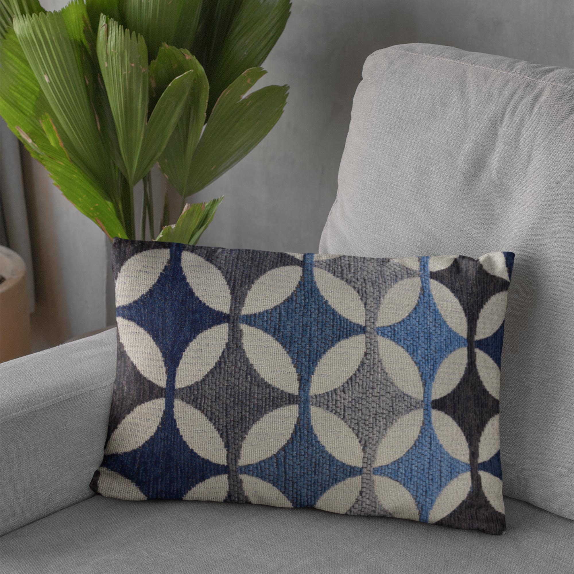 Plutus Gray Blue Biege Coastal Prism Diamonds Luxury Throw Pillow-2