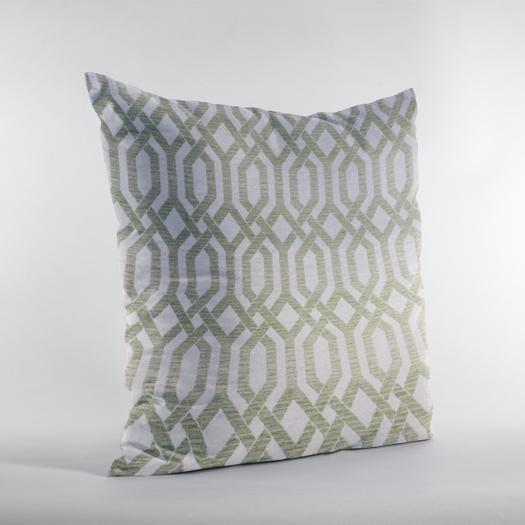 Plutus Green Beige Serene Meadow Imperial Trellis Luxury Throw Pillow-1