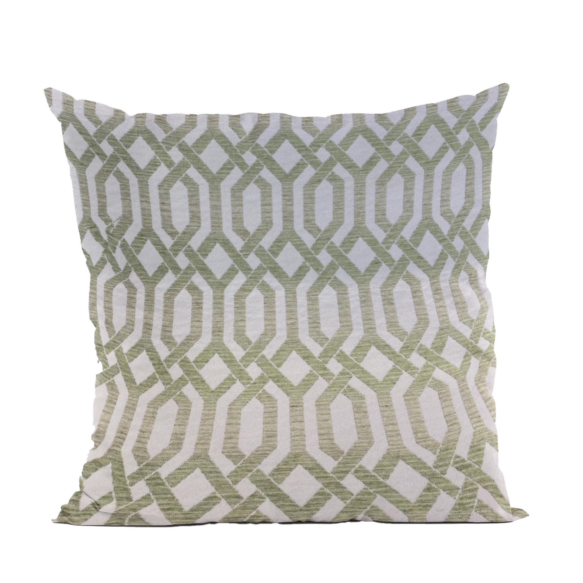 Plutus Green Beige Serene Meadow Imperial Trellis Luxury Throw Pillow-0