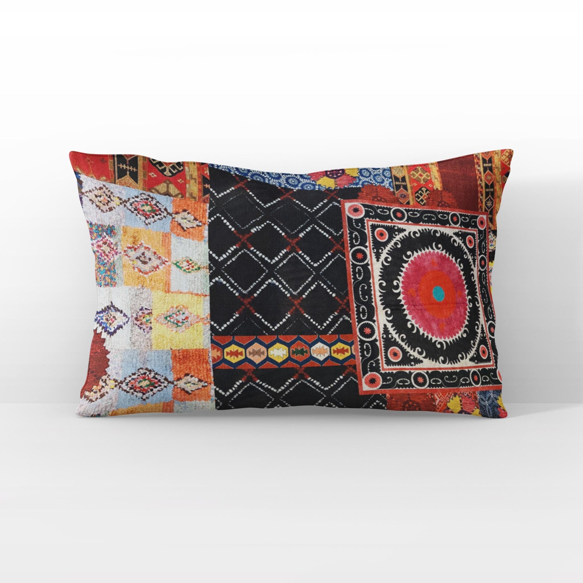 Plutus Multicolor Colorful Mosaic Patch Luxury Throw Pillow-3