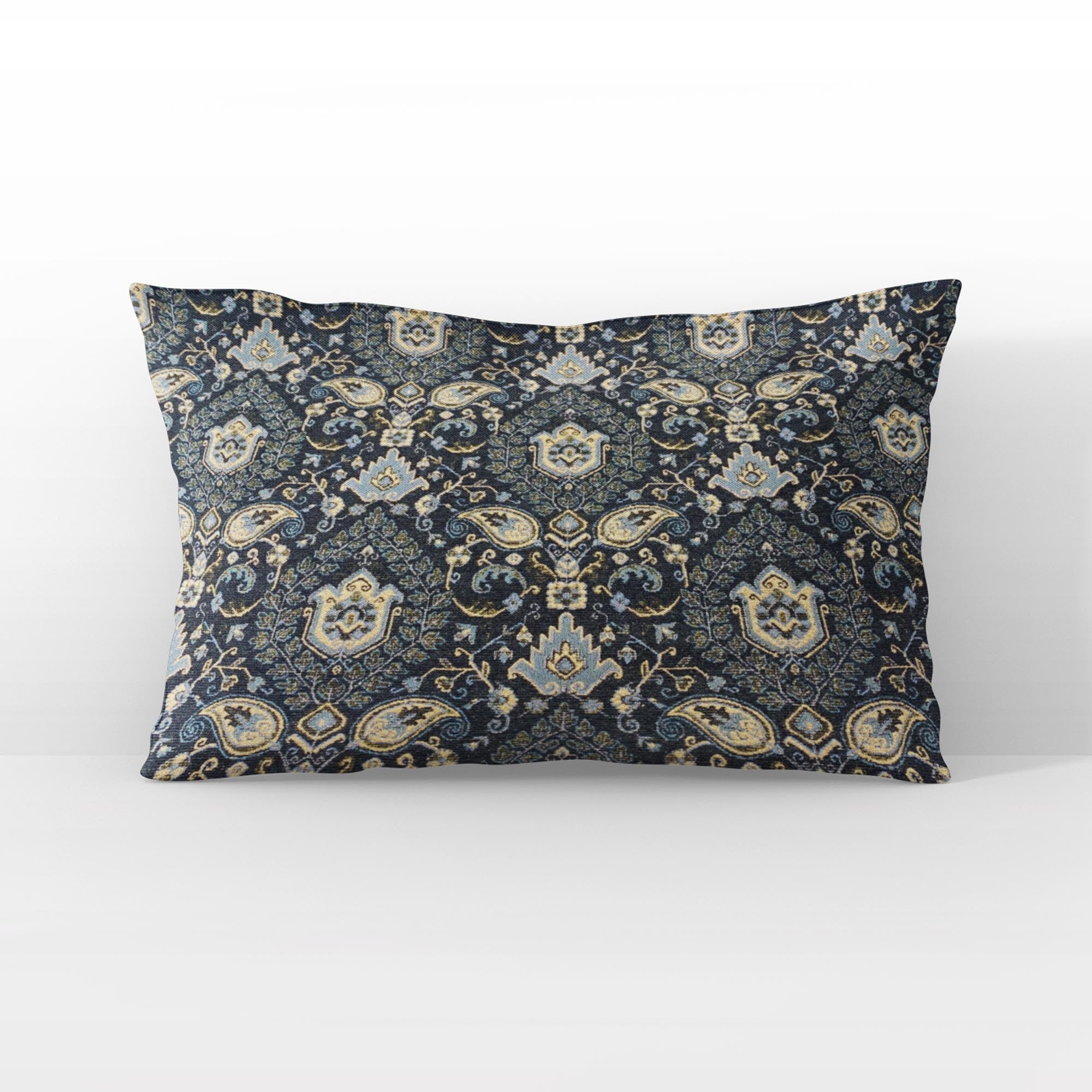 Plutus Gray Yellow Gilded Elegance Paisley Luxury Throw Pillow-3