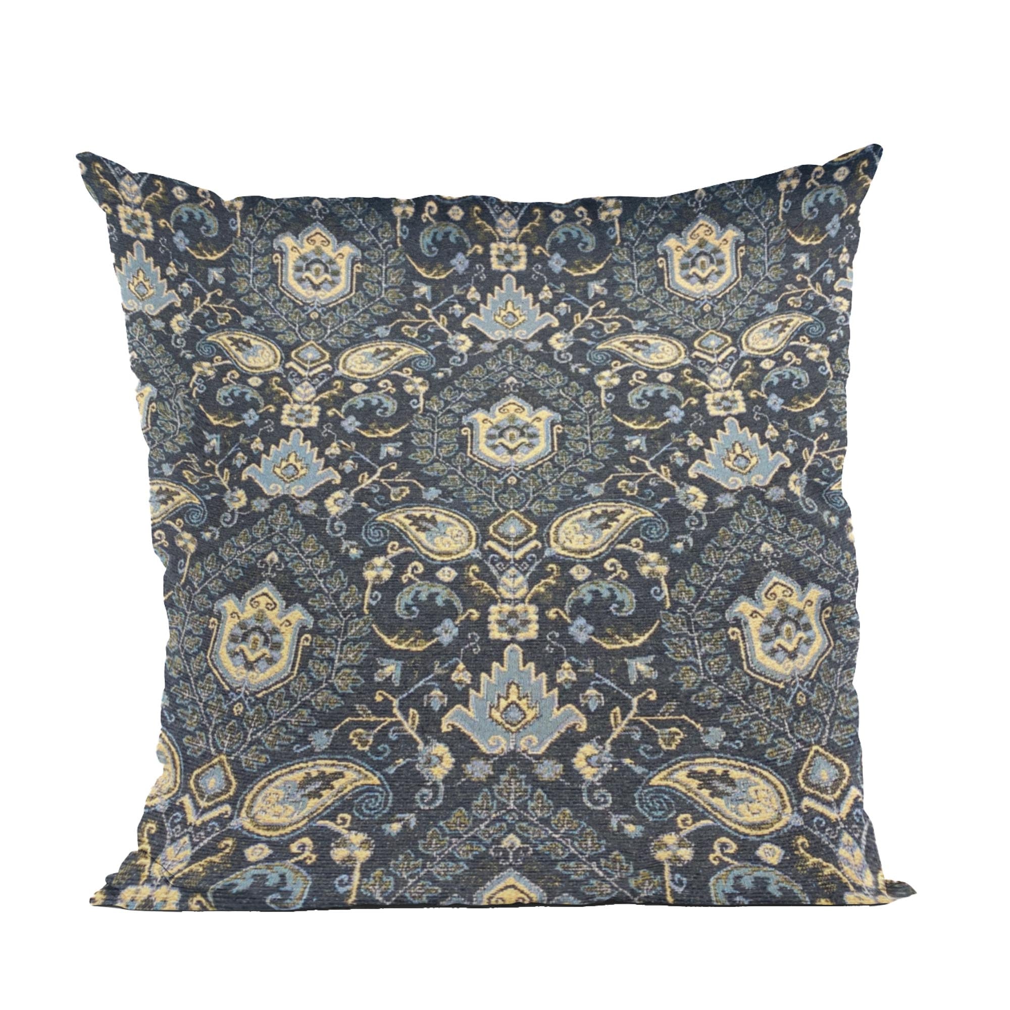 Plutus Gray Yellow Gilded Elegance Paisley Luxury Throw Pillow-0