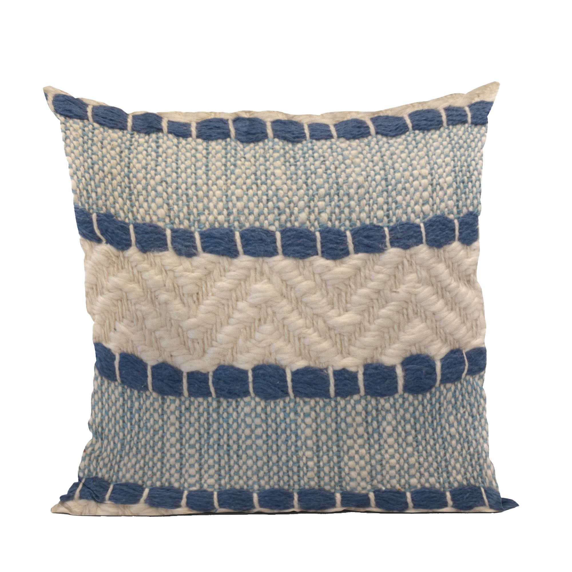 Plutus Blue Beige Tideweave Stripe Luxury Throw Pillow-0