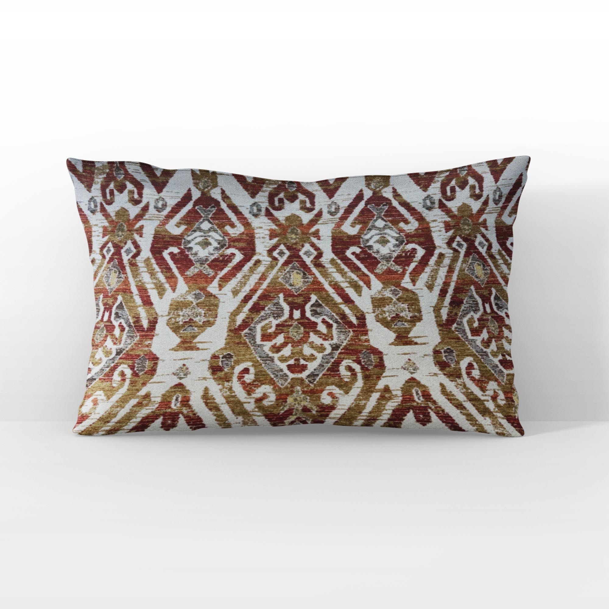 Plutus Red Beige Royal Charm Damask Luxury Throw Pillow-3