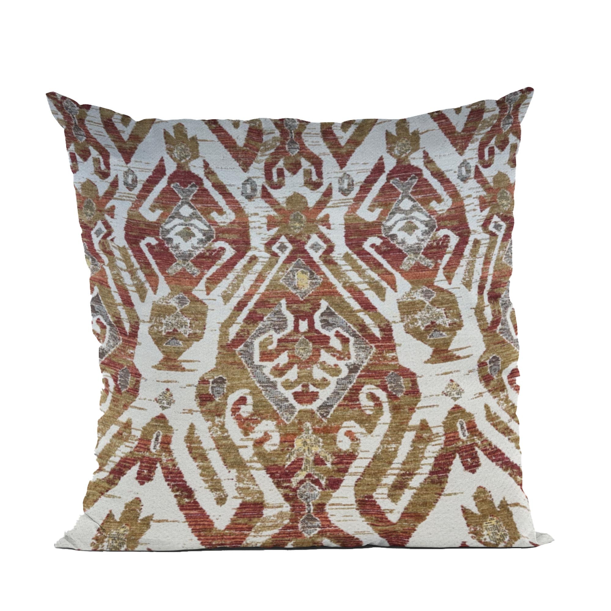 Plutus Red Beige Royal Charm Damask Luxury Throw Pillow-0