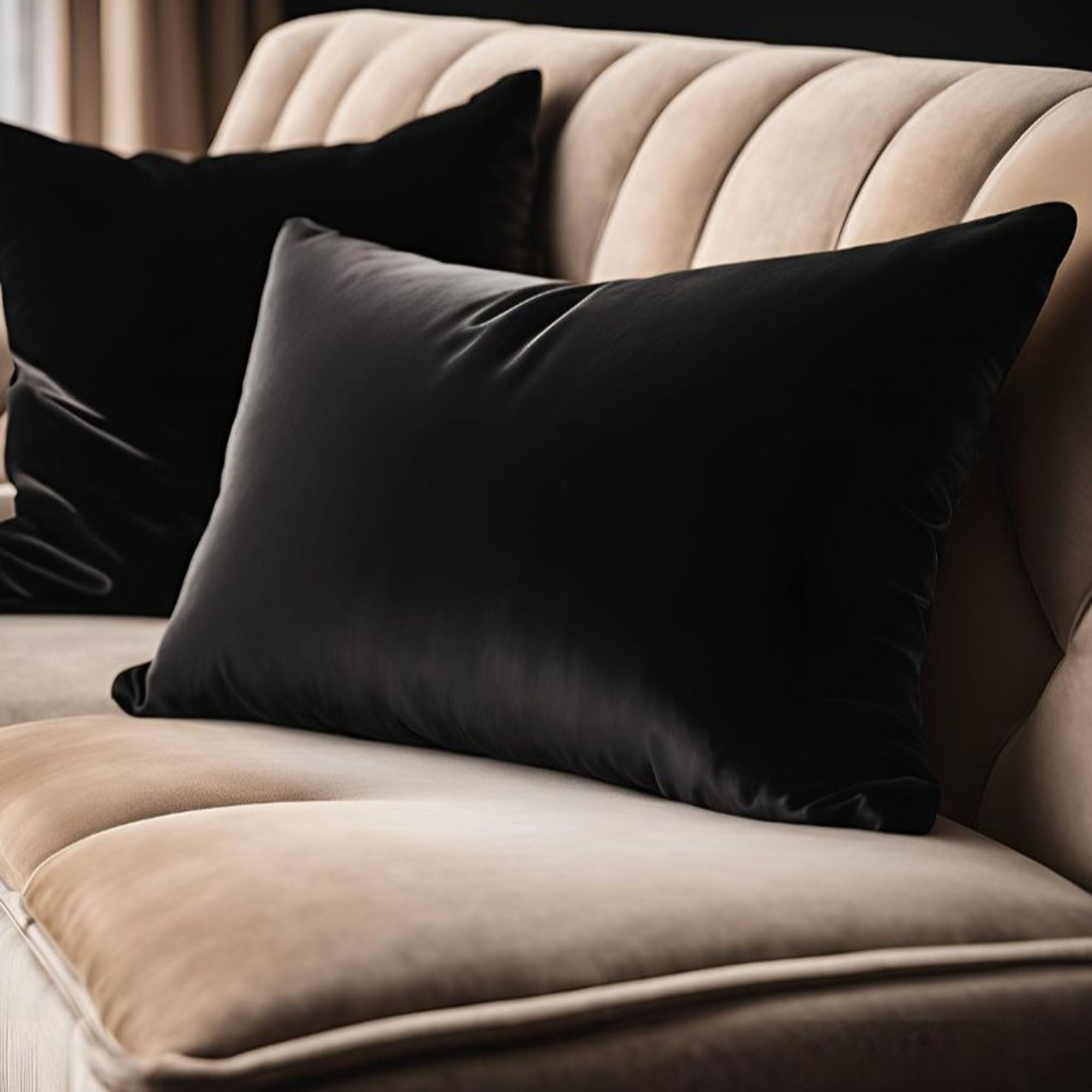 Plutus Black Midnight Luxe Velvet Luxury Throw Pillow-2