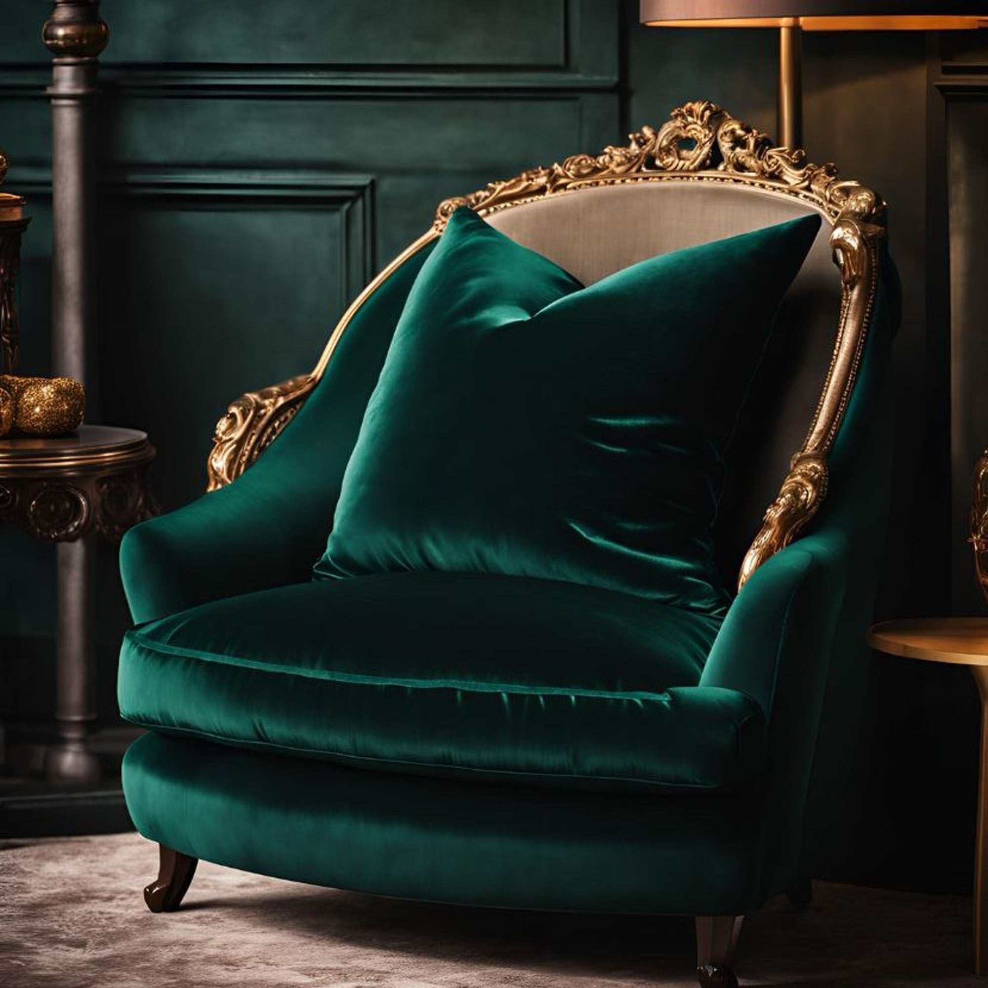 Plutus Emerald Opulence Velvet Luxury Throw Pillow-4