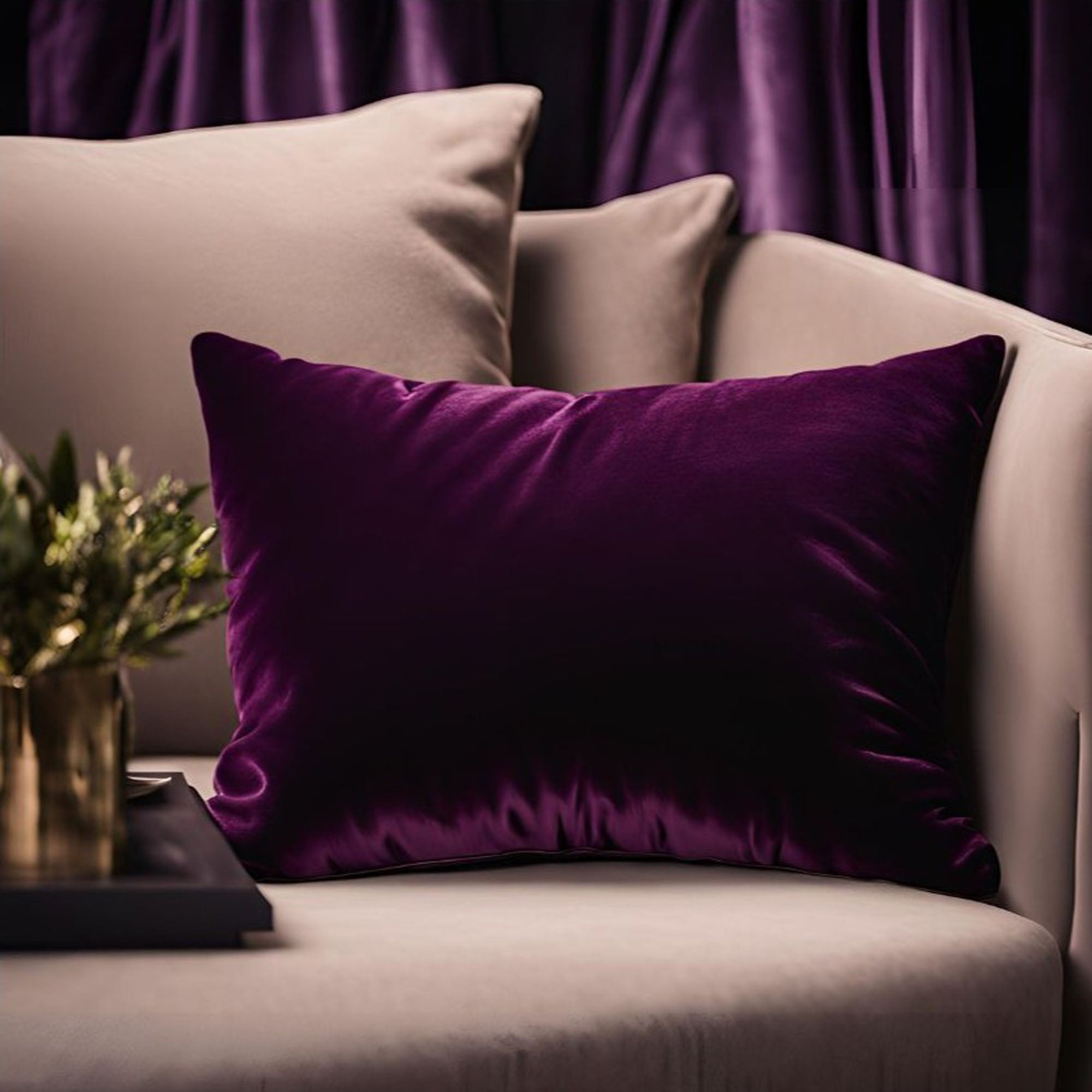 Plutus Plum Velvet Luxury Throw Pillow-0