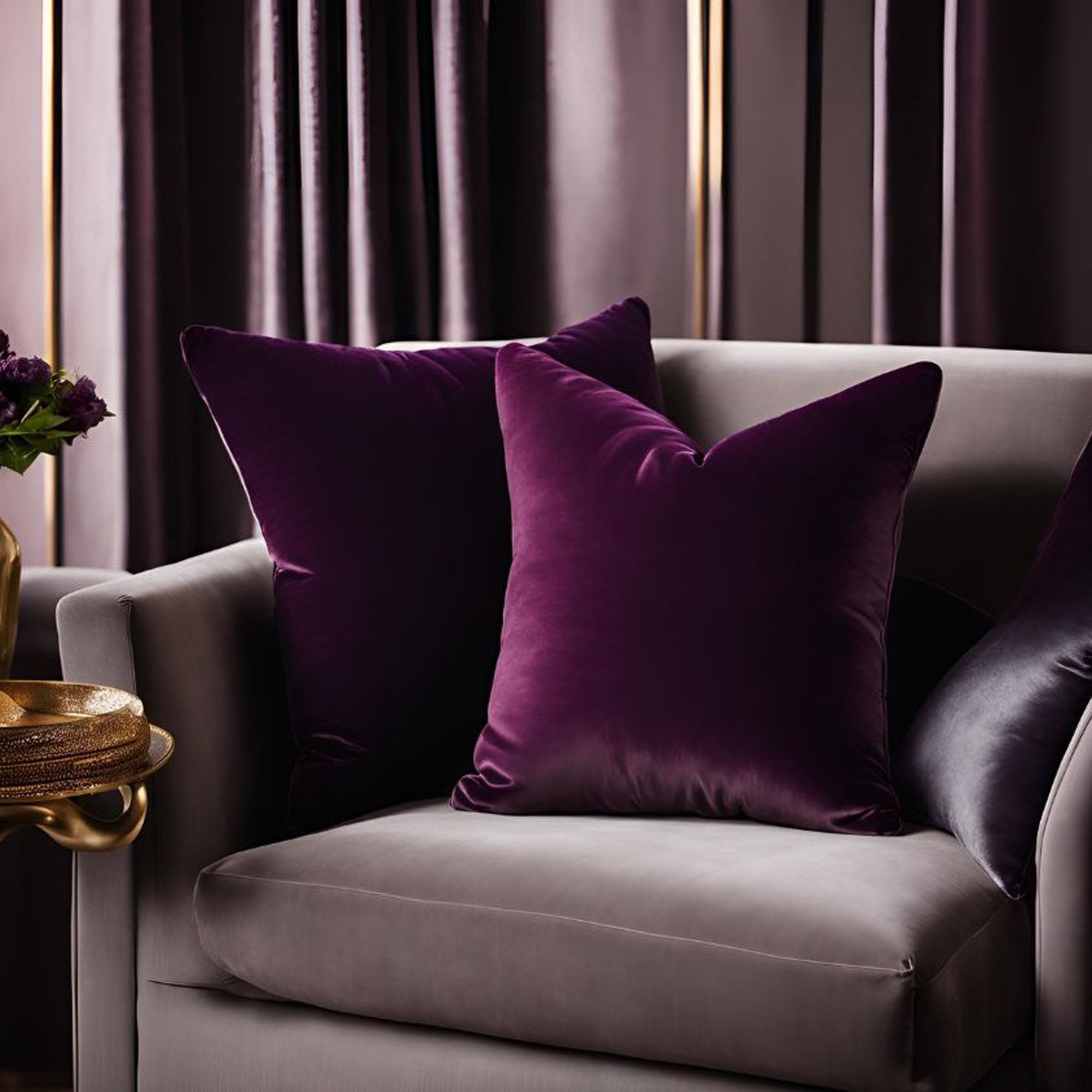 Plutus Plum Velvet Luxury Throw Pillow-4