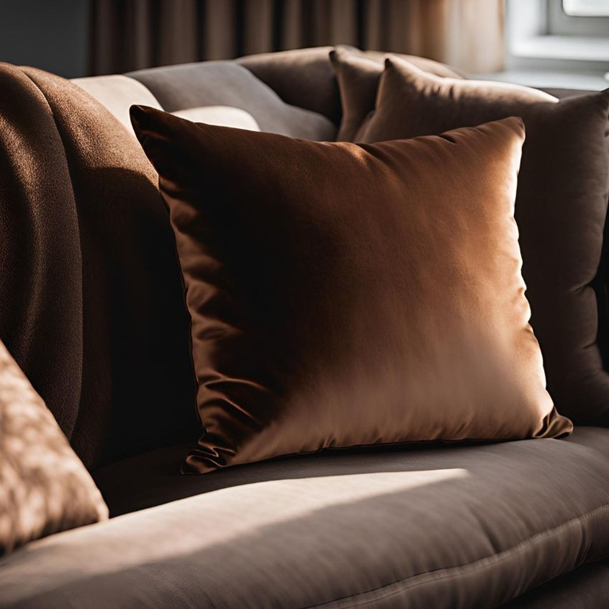 Plutus Chestnut Royale Velvet Luxury Throw Pillow-4