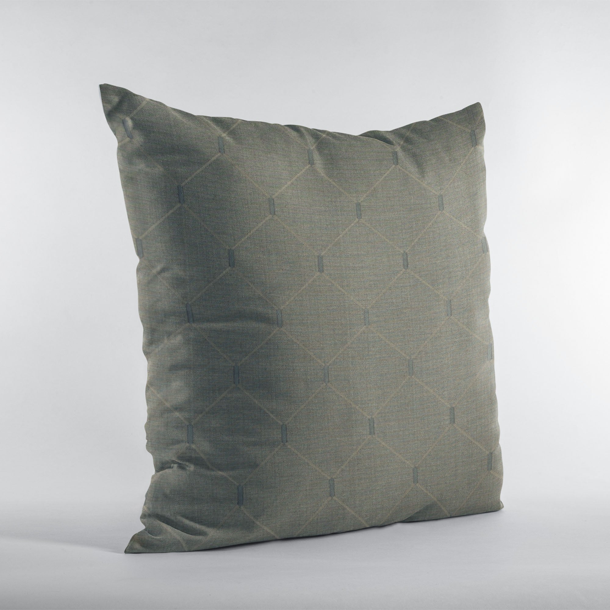 Plutus Slate Grey Kona Embroydery, Some Shine To This Pattern Luxury Throw Pillow-2