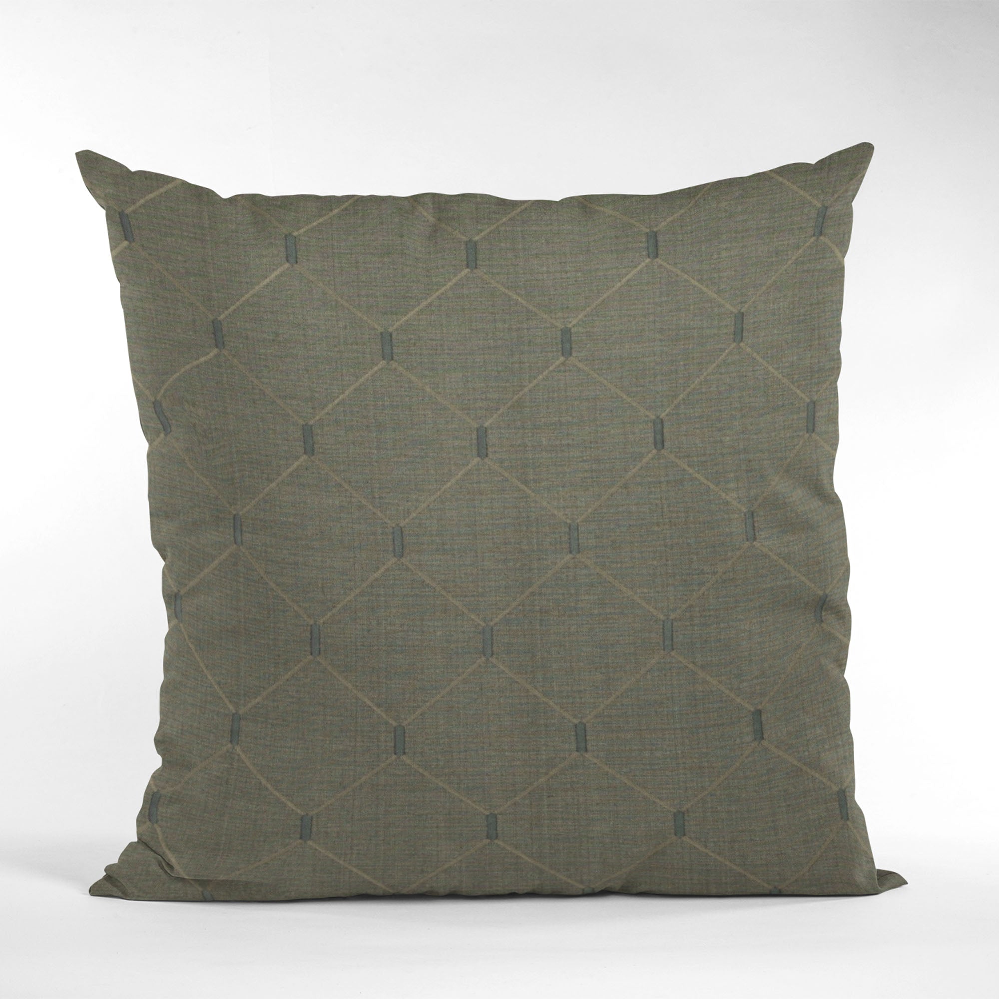 Plutus Slate Grey Kona Embroydery, Some Shine To This Pattern Luxury Throw Pillow-4