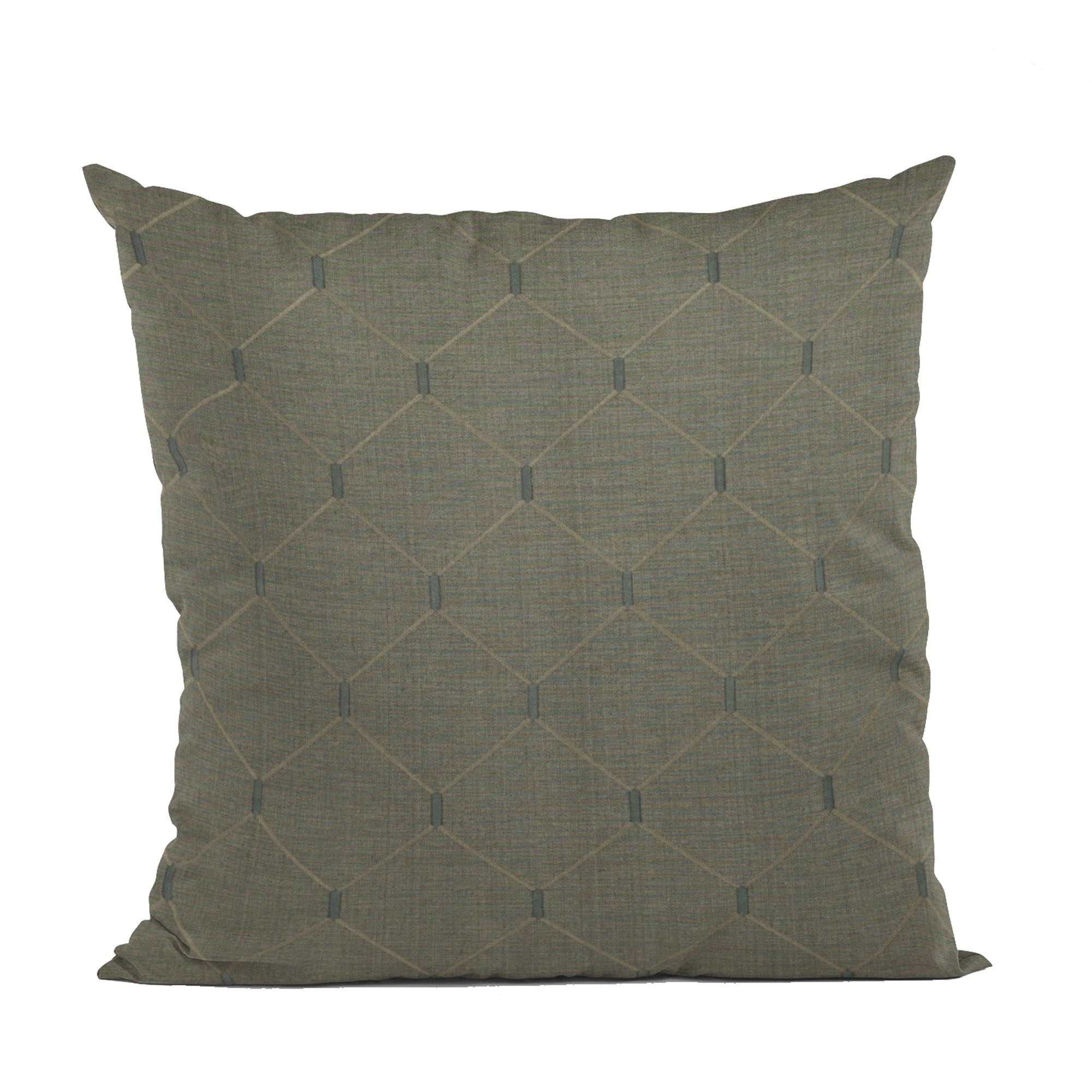 Plutus Slate Grey Kona Embroydery, Some Shine To This Pattern Luxury Throw Pillow-0