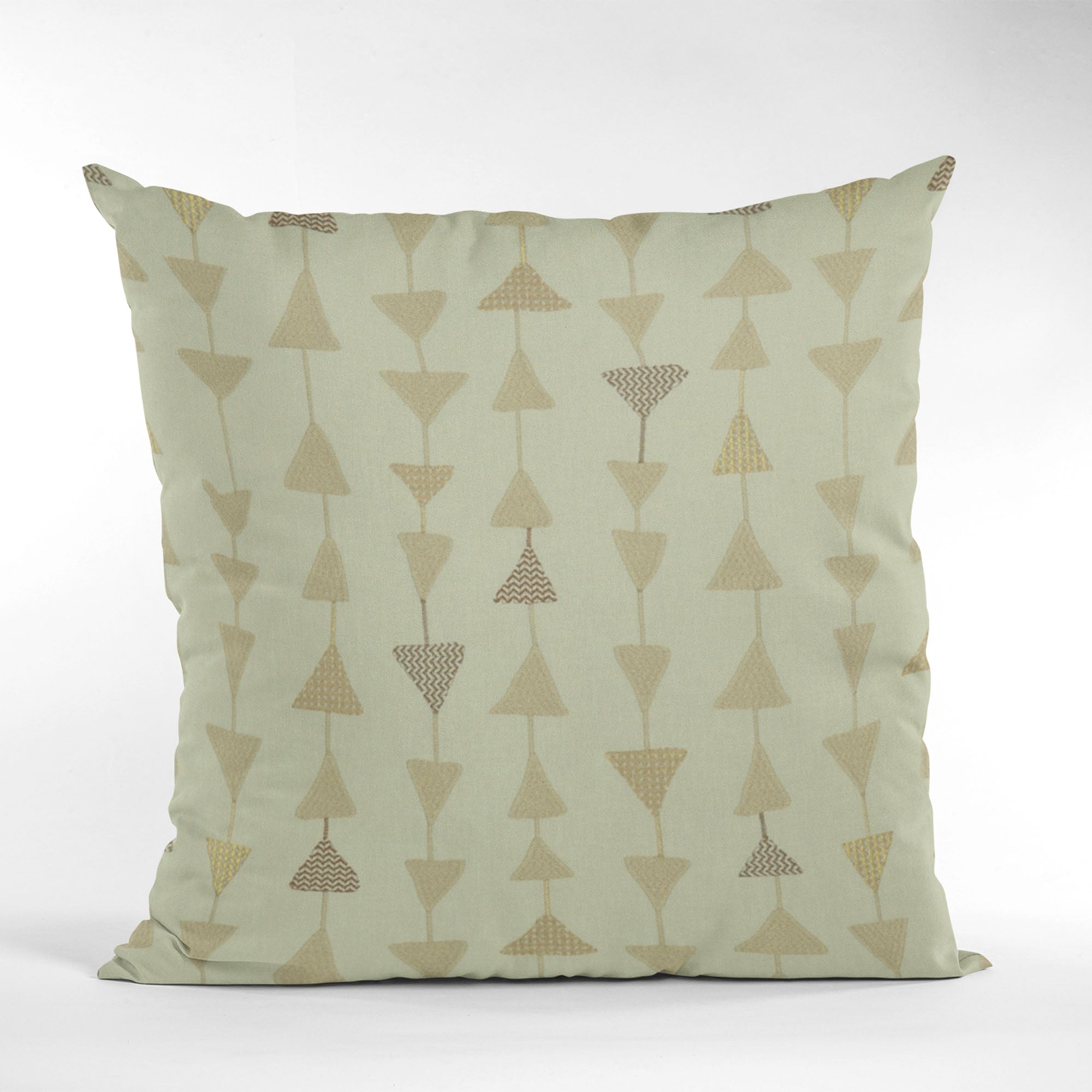 Plutus Natural Manti Embroydery, Some Of The Triangles Have Metalic Threads Luxury Throw Pillow-4