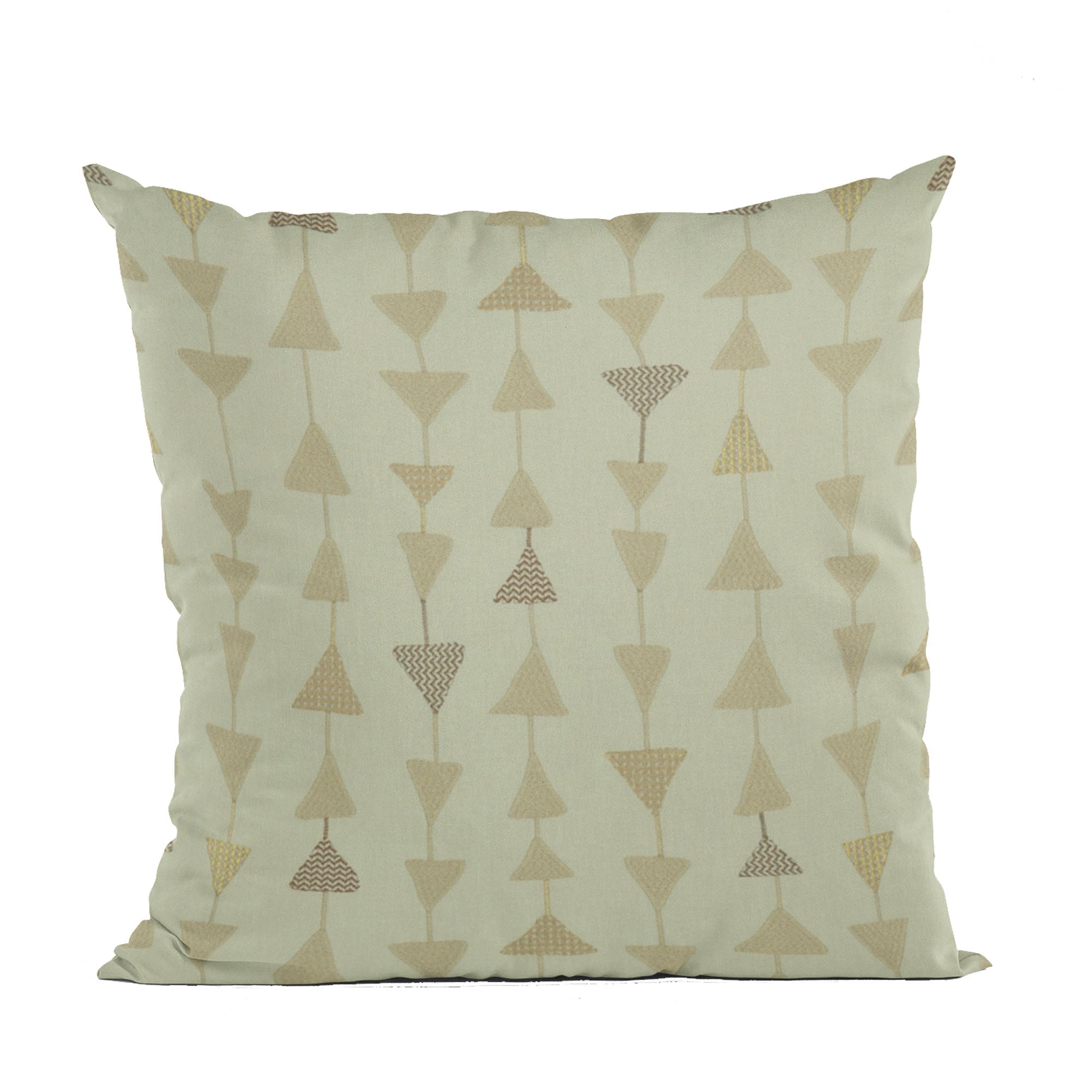 Plutus Natural Manti Embroydery, Some Of The Triangles Have Metalic Threads Luxury Throw Pillow-0