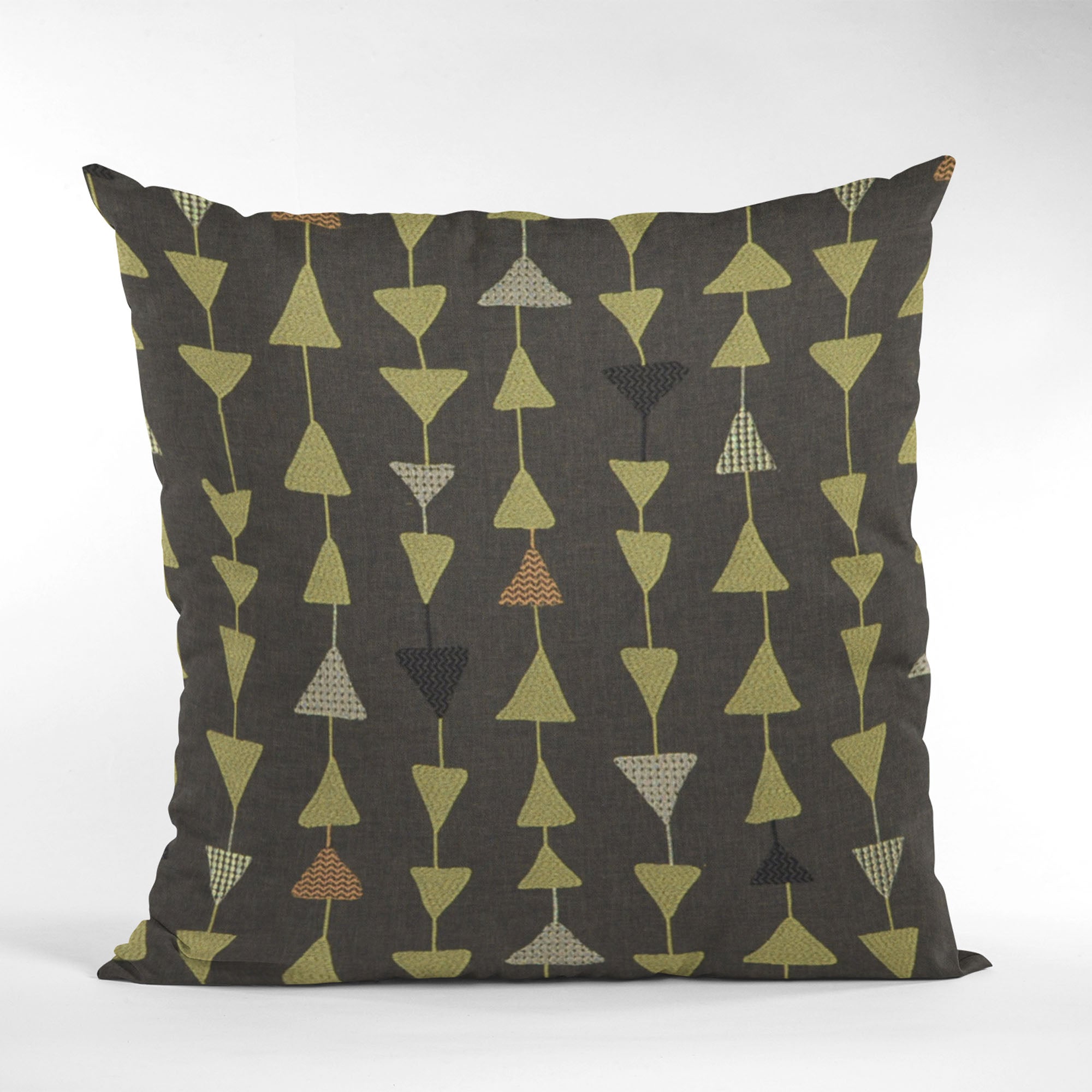 Plutus River Rock Manti Embroydery, Some Of The Triangles Have Metalic Threads Luxury Throw Pillow-4