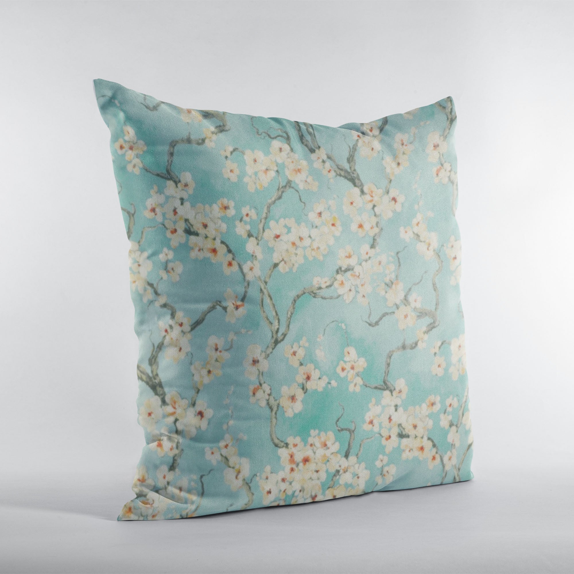 Plutus Spa Garden Cherry Blossoms Printed On A Linen Looking Polyester. Luxury Throw Pillow-2