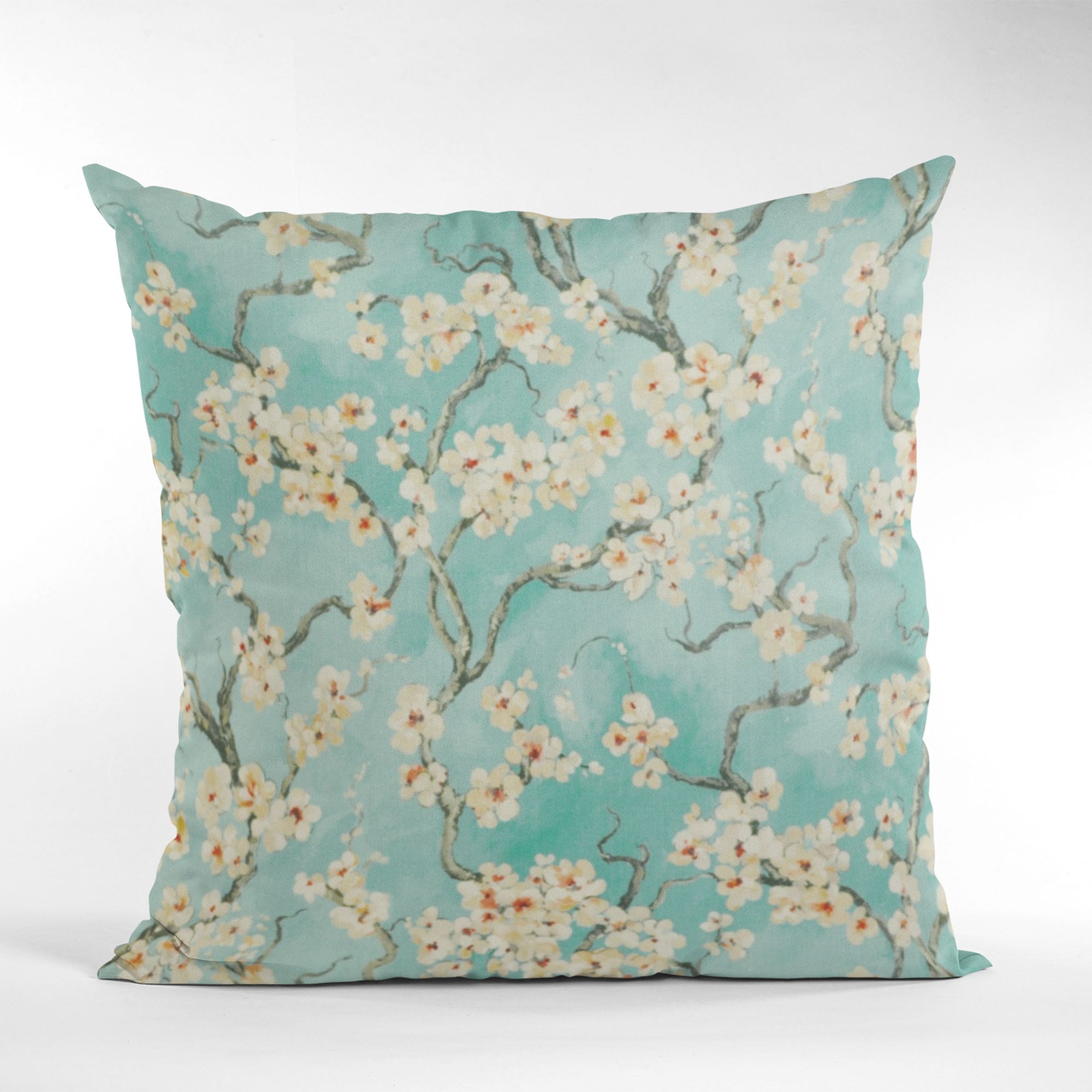 Plutus Spa Garden Cherry Blossoms Printed On A Linen Looking Polyester. Luxury Throw Pillow-4