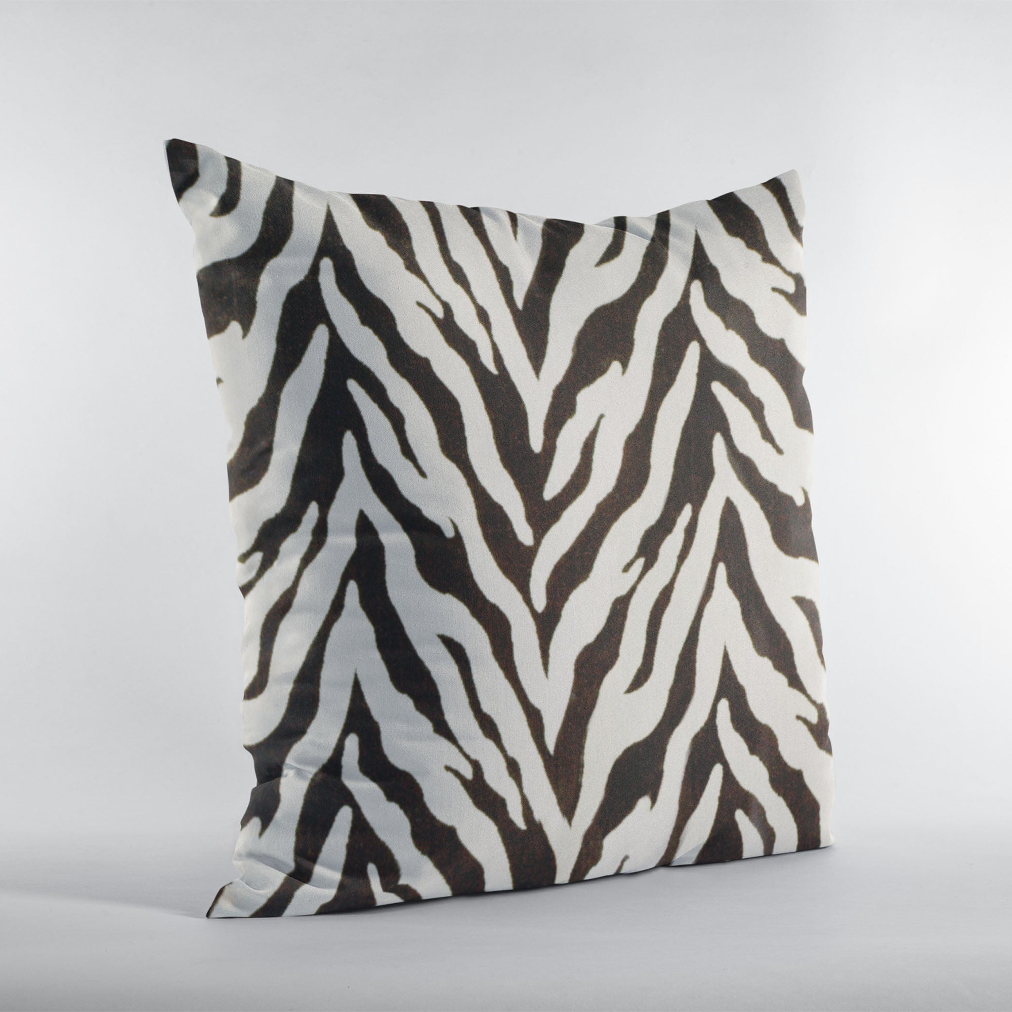 Plutus Ebony/Ivory Zebra Zebra Print Velvet Luxury Throw Pillow-2