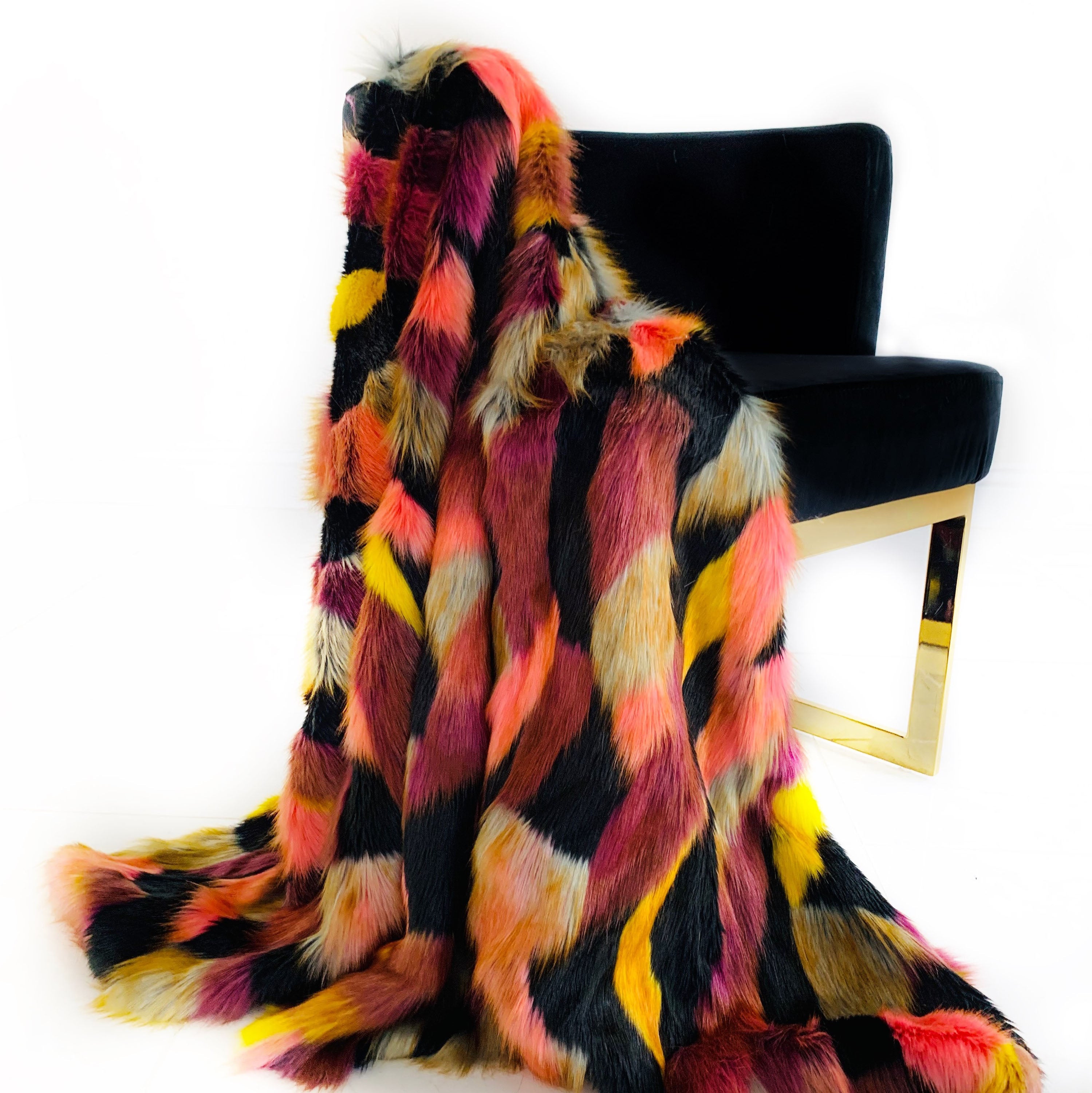 Plutus Burgundy, Black  Exotic Parrot Faux Fur Luxury Throw Blanket-0