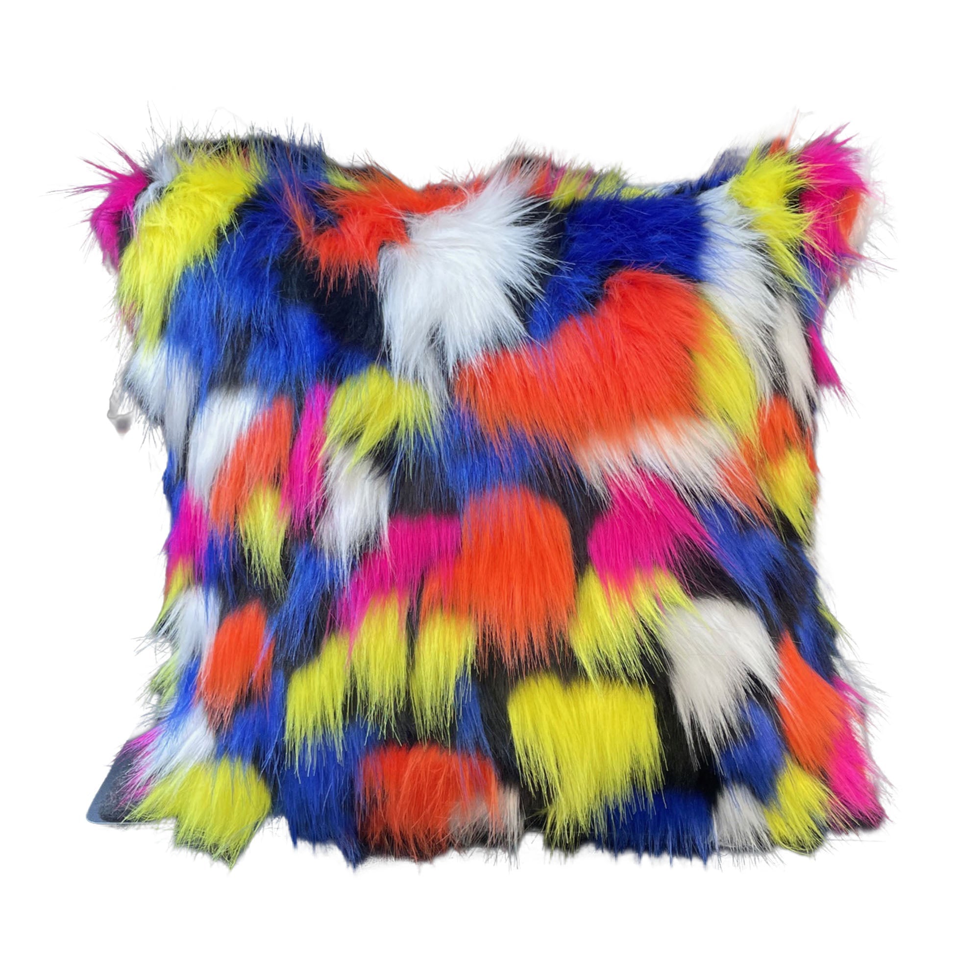 Plutus Purple, Yellow, Black Amazonian Bird Animal Faux Fur Luxury Throw Pillow-0