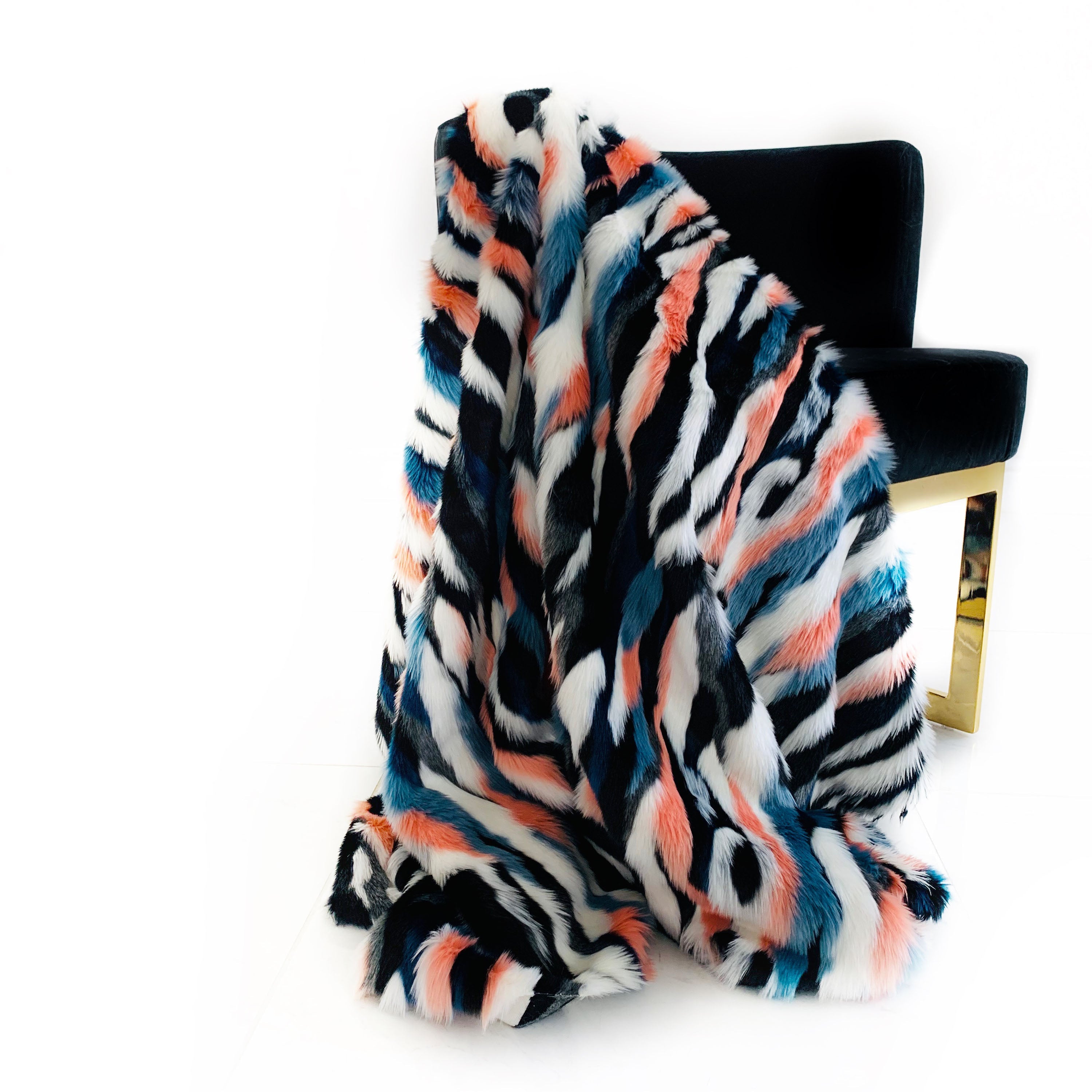 Plutus Black, Blue, Pink  Unicorn Faux Fur Luxury Throw Blanket-1