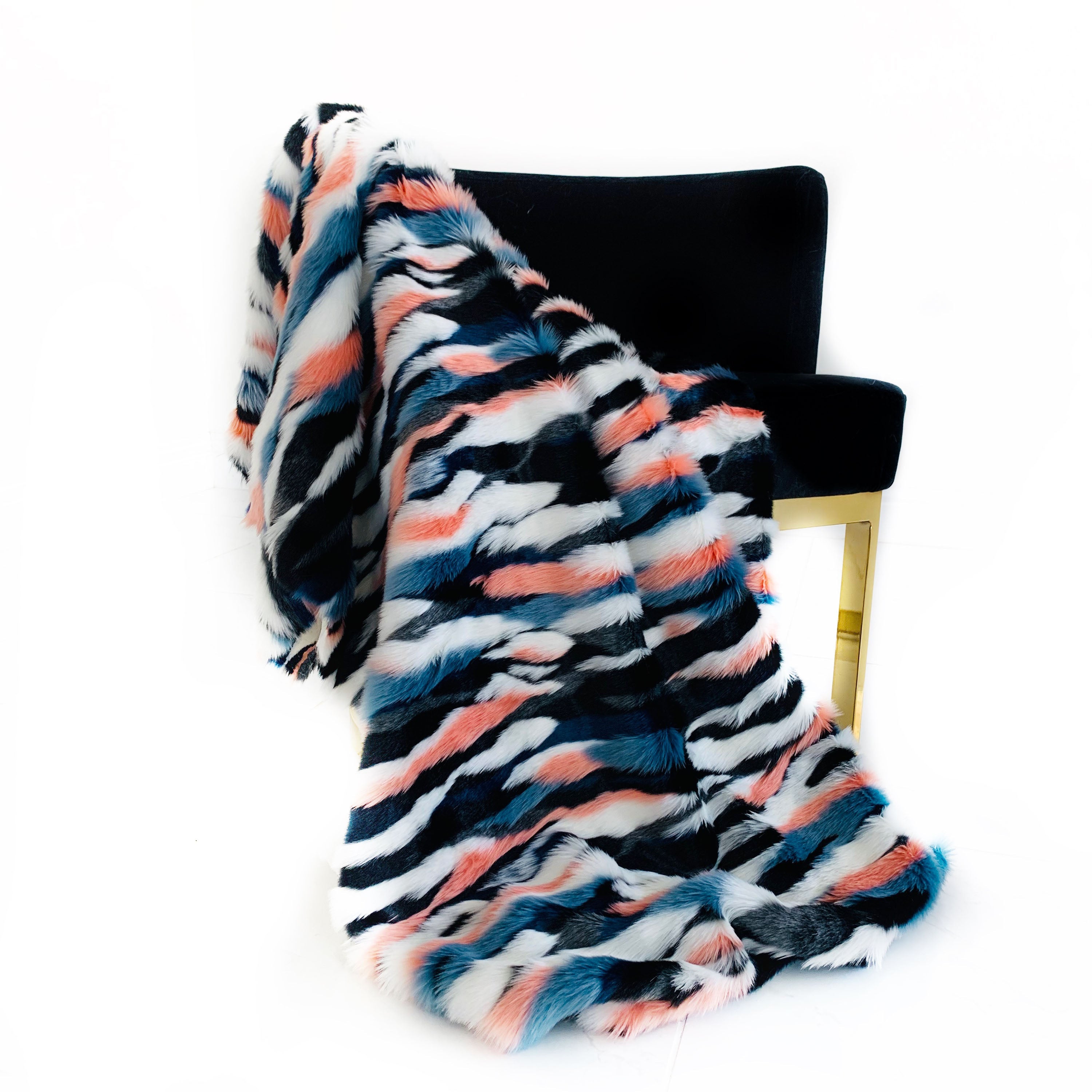 Plutus Black, Blue, Pink  Unicorn Faux Fur Luxury Throw Blanket-2