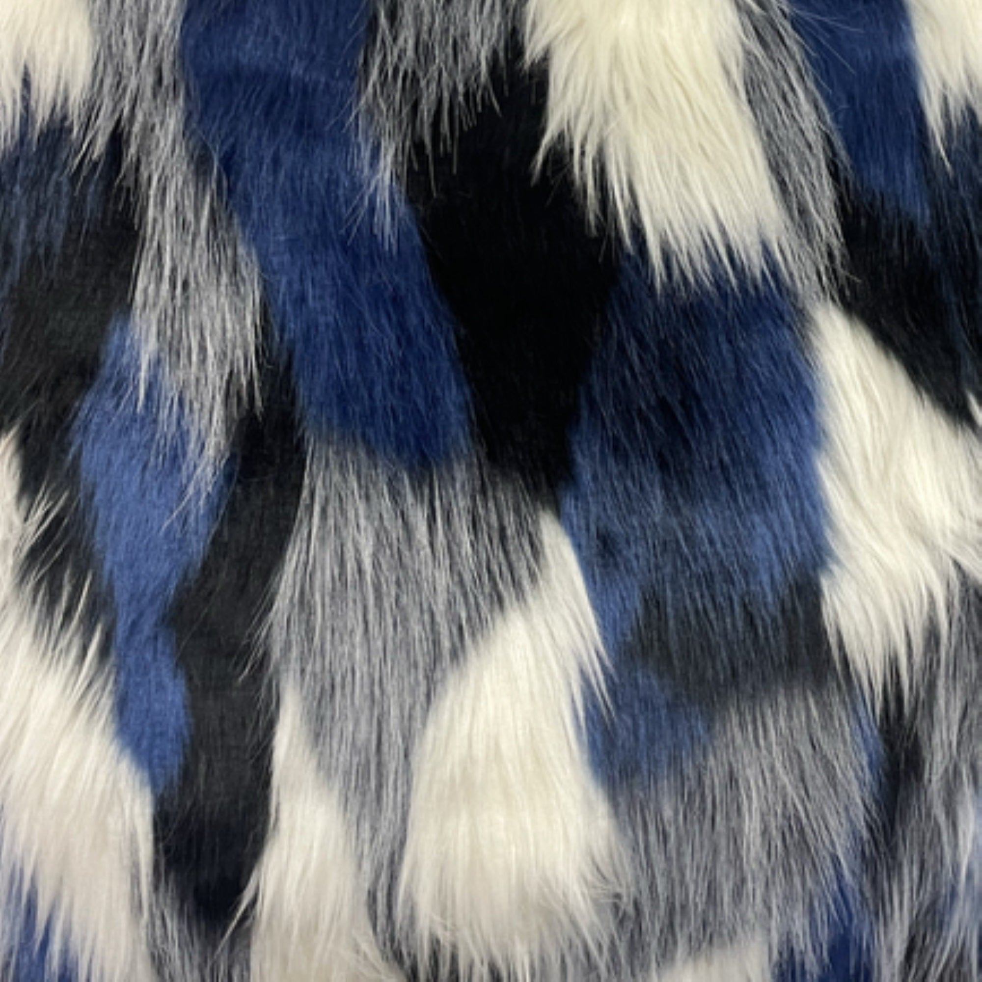 Plutus Black, Blue & White Animal Faux Fur Luxury Throw Pillow-1