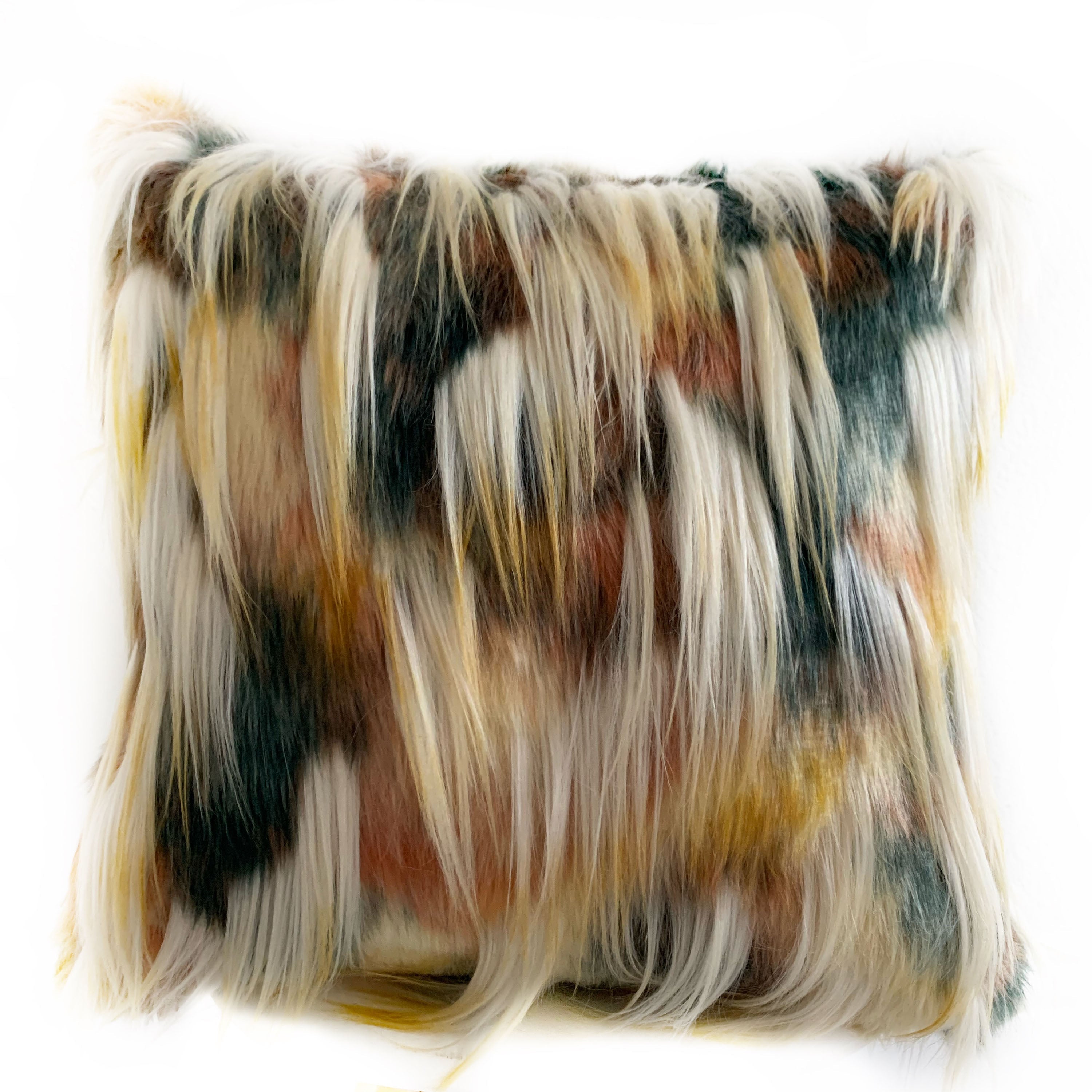 Plutus Multi-Color Fancy Feather Animal Faux Fur Luxury Throw Pillow-0