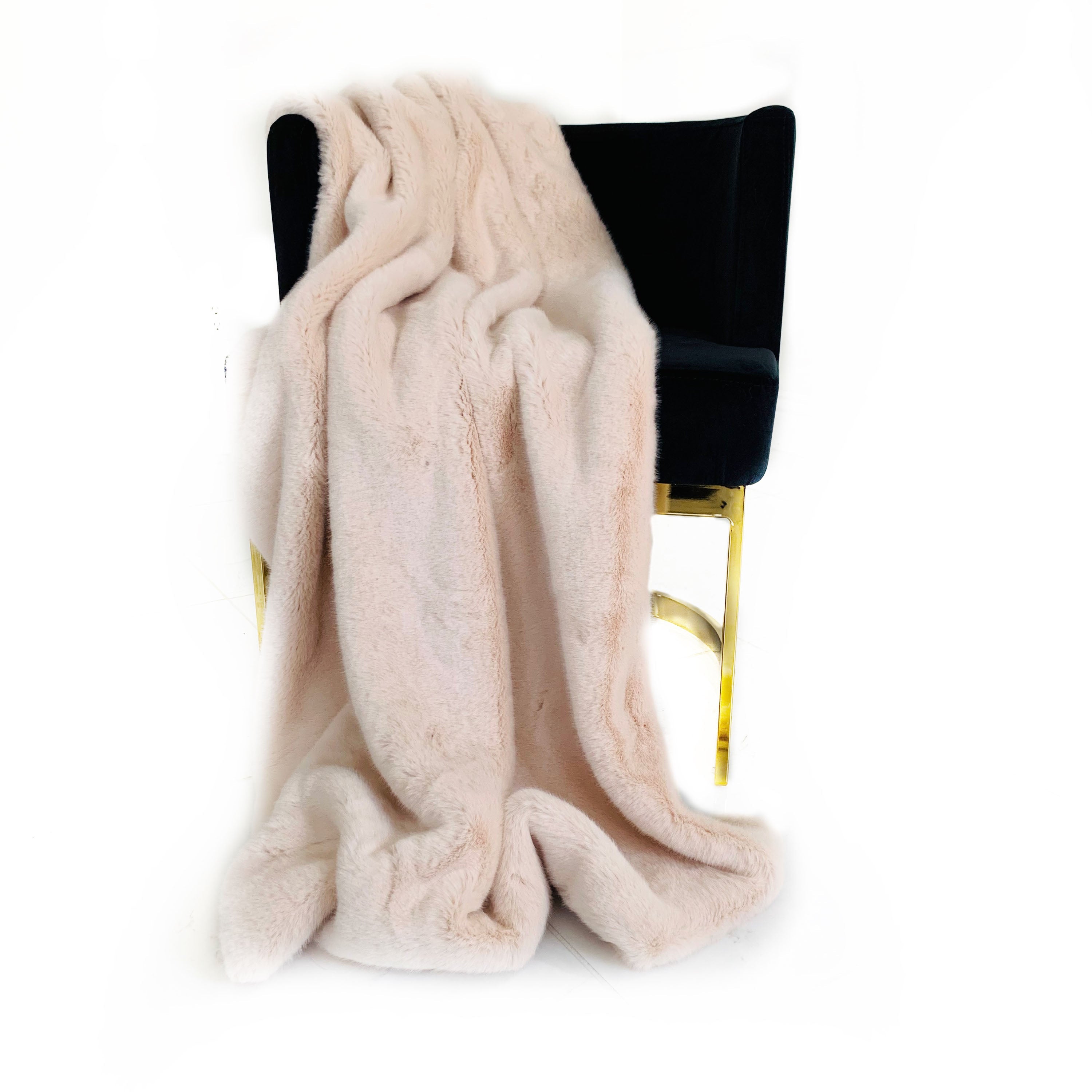 Plutus Pink  Plush Faux Fur Luxury Throw Blanket-1