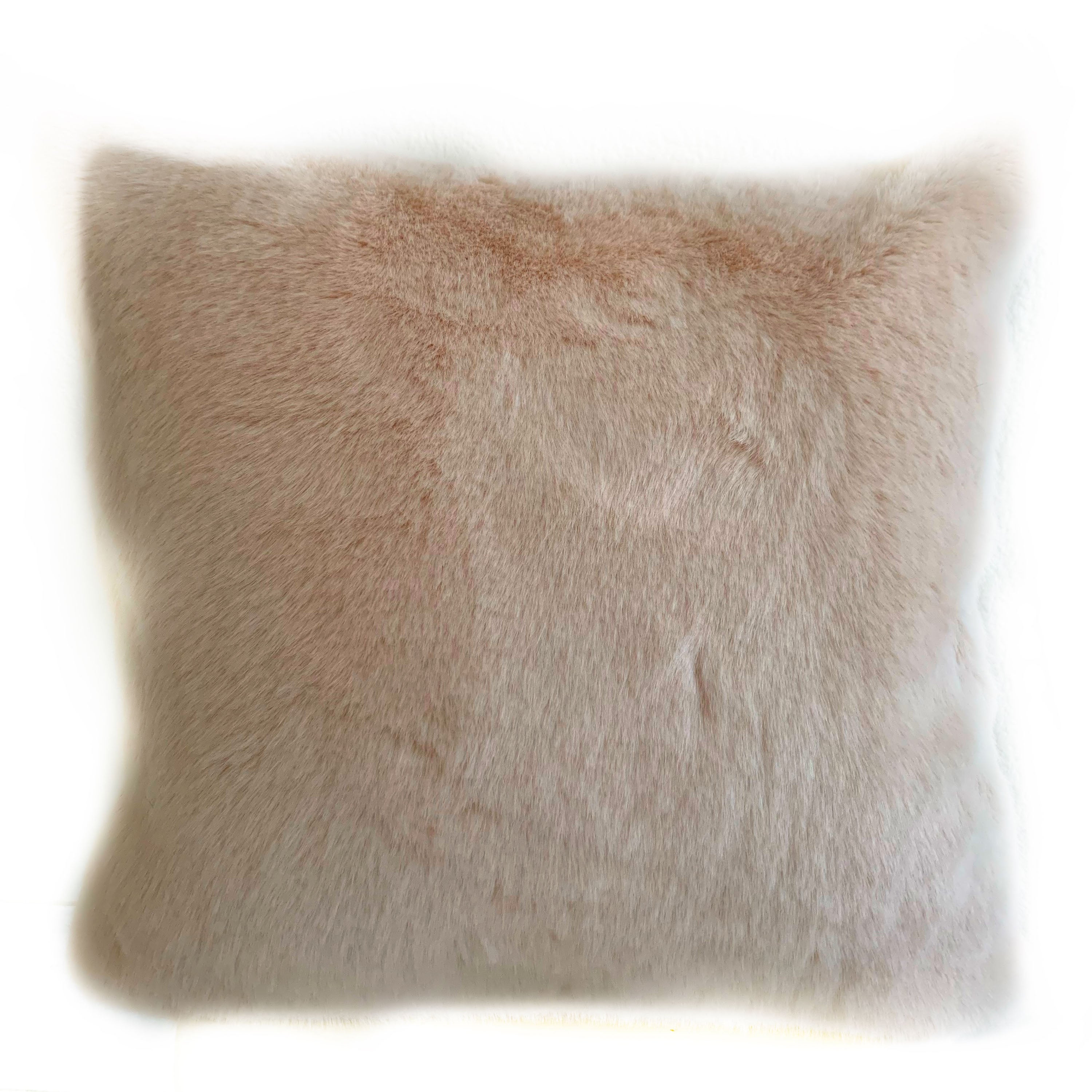 Plutus Pink Plush Animal Faux Fur Luxury Throw Pillow-0