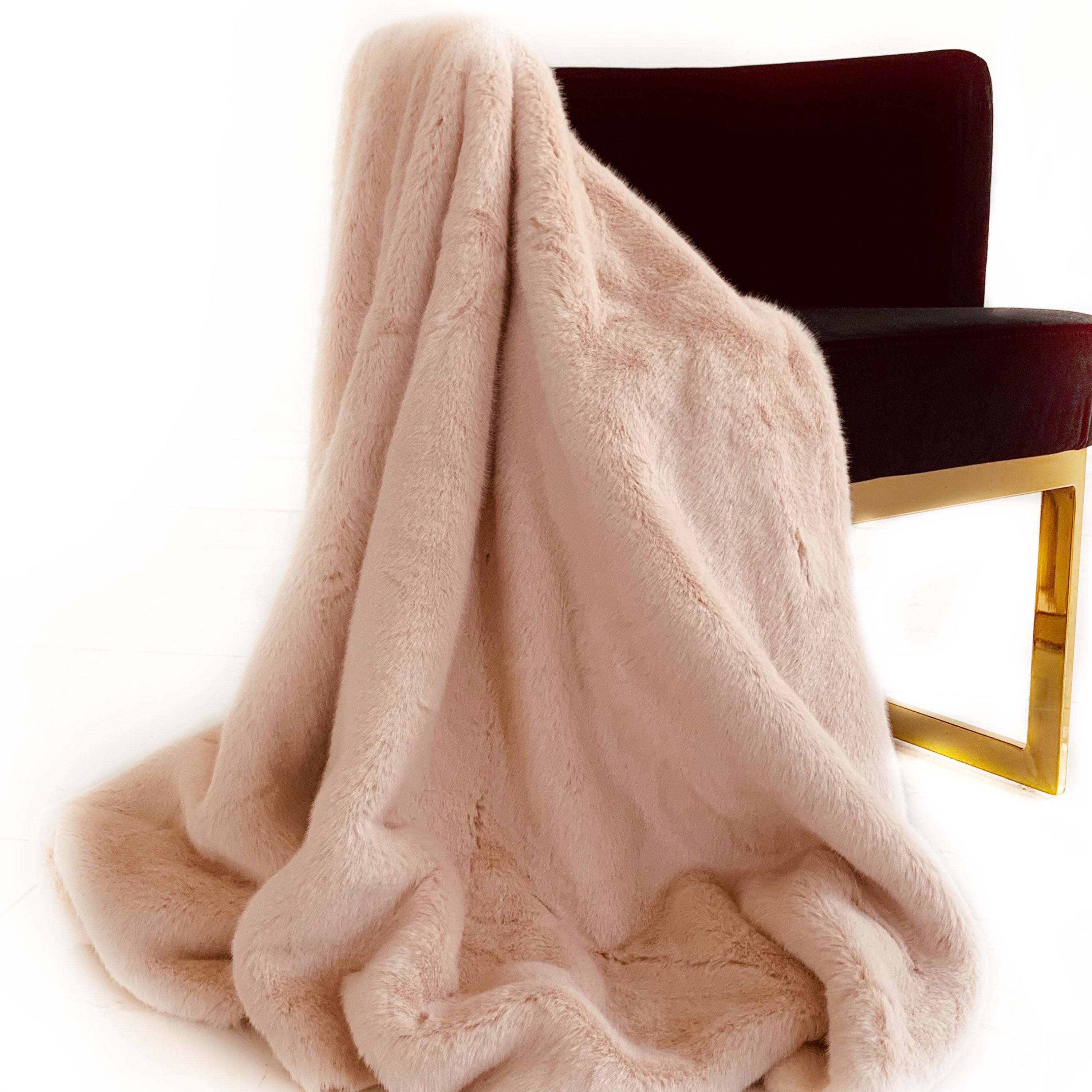 Plutus Pink  Plush Faux Fur Luxury Throw Blanket-0