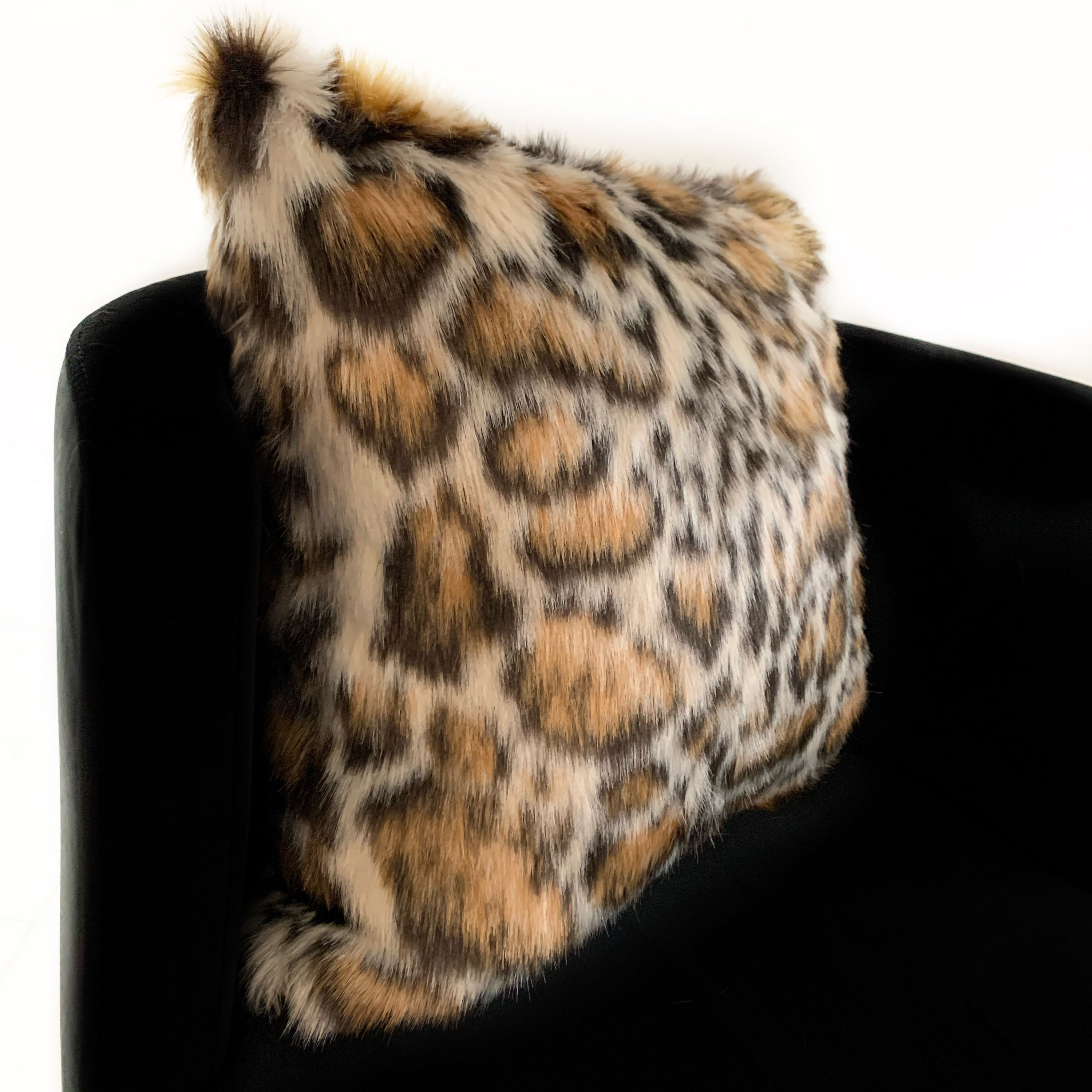 Plutus Brown Tiger Animal Faux Fur Luxury Throw Pillow-2