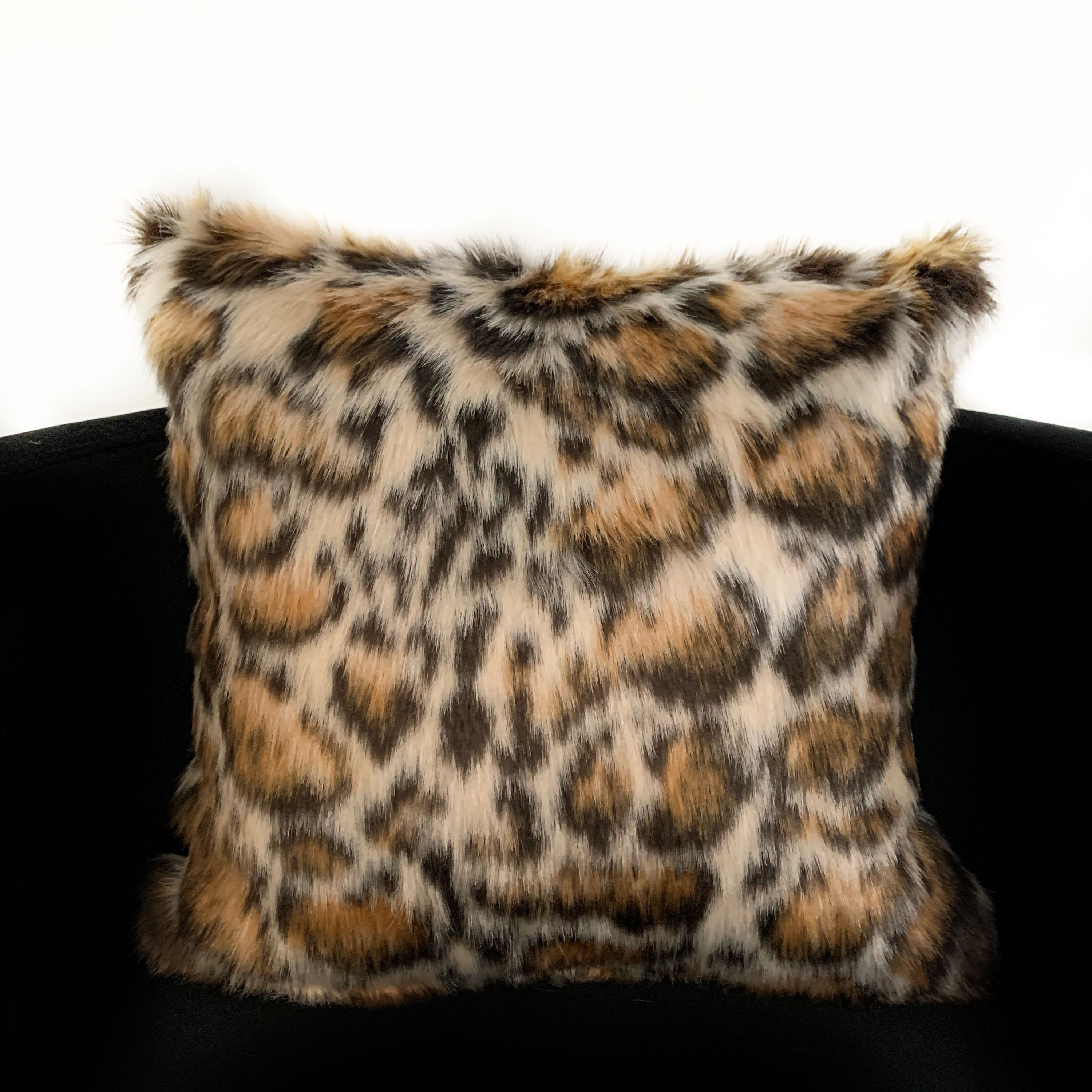 Plutus Brown Tiger Animal Faux Fur Luxury Throw Pillow-1