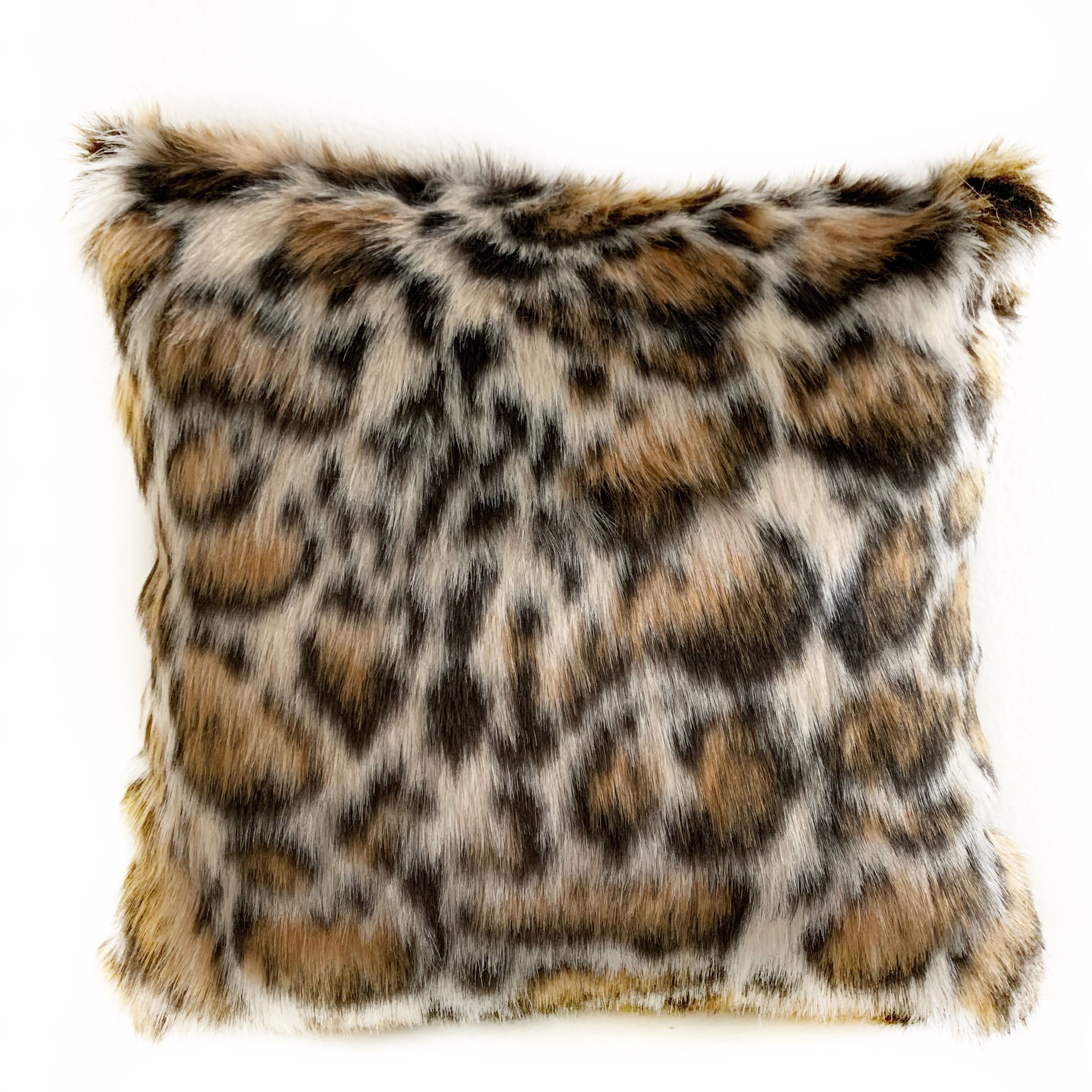 Plutus Brown Tiger Animal Faux Fur Luxury Throw Pillow-0