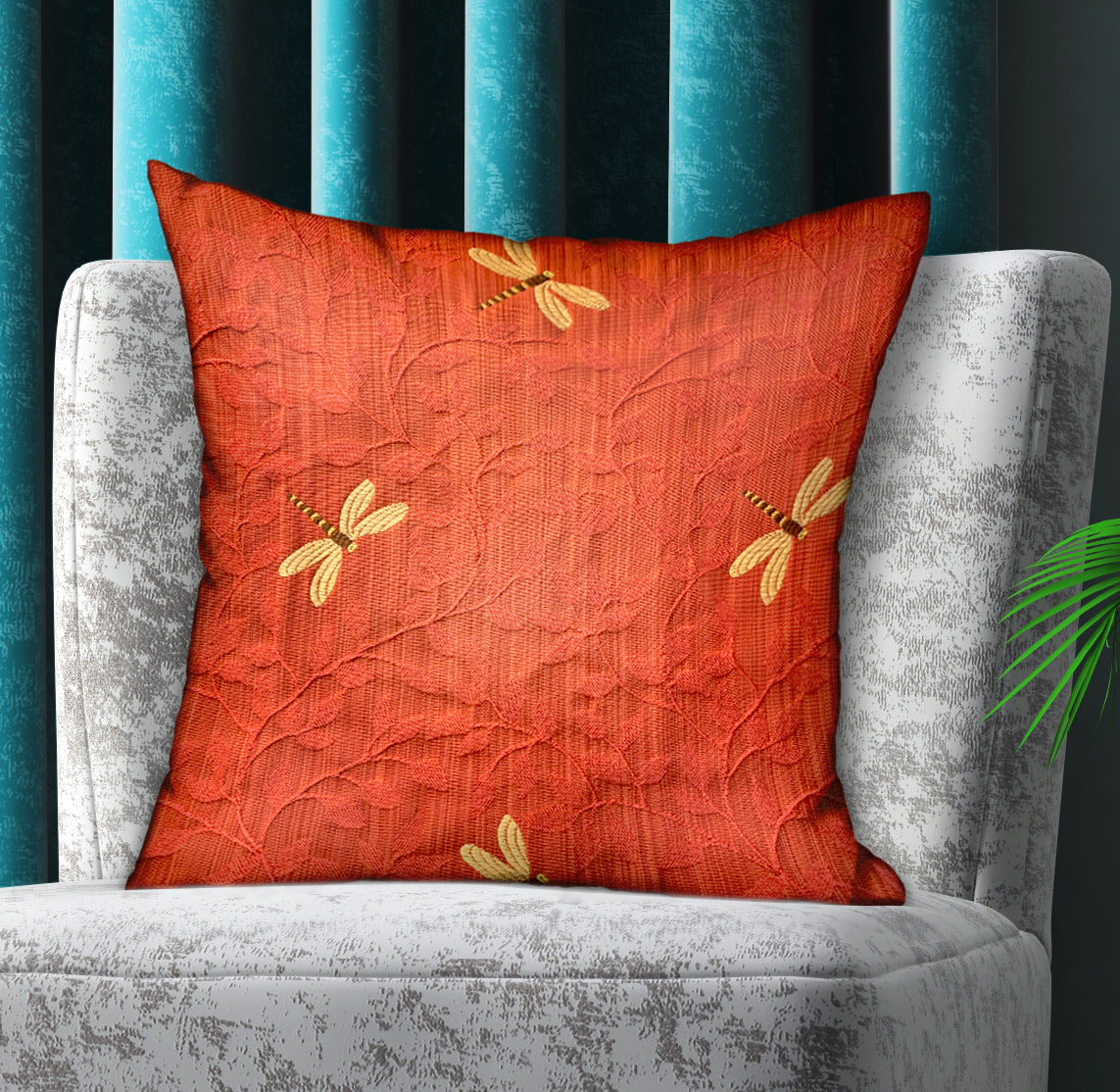 Firefly Red Animal Motif Luxury Throw Pillow-1