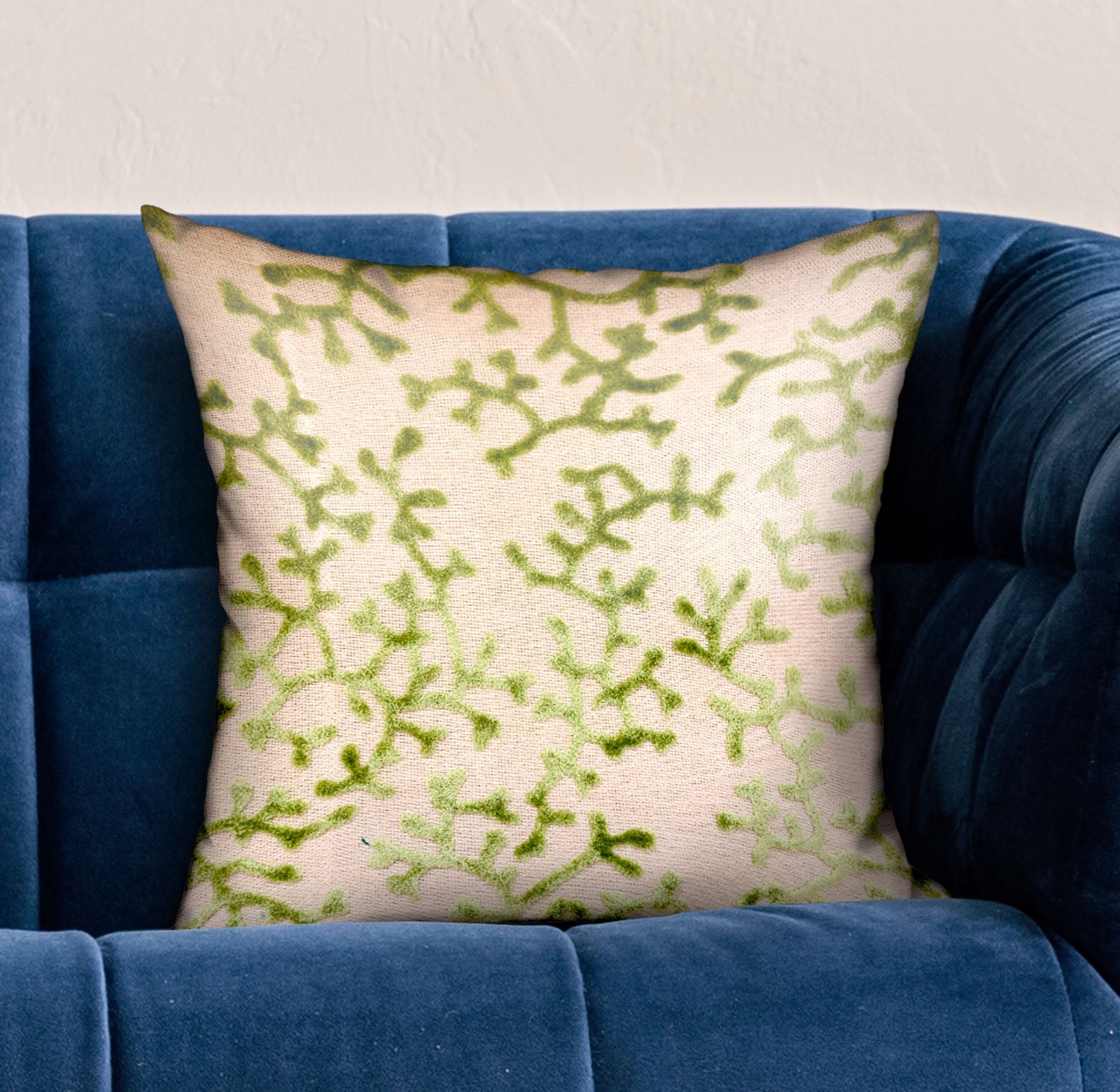 Sage Reef Apple Green Floral Luxury Throw Pillow-1