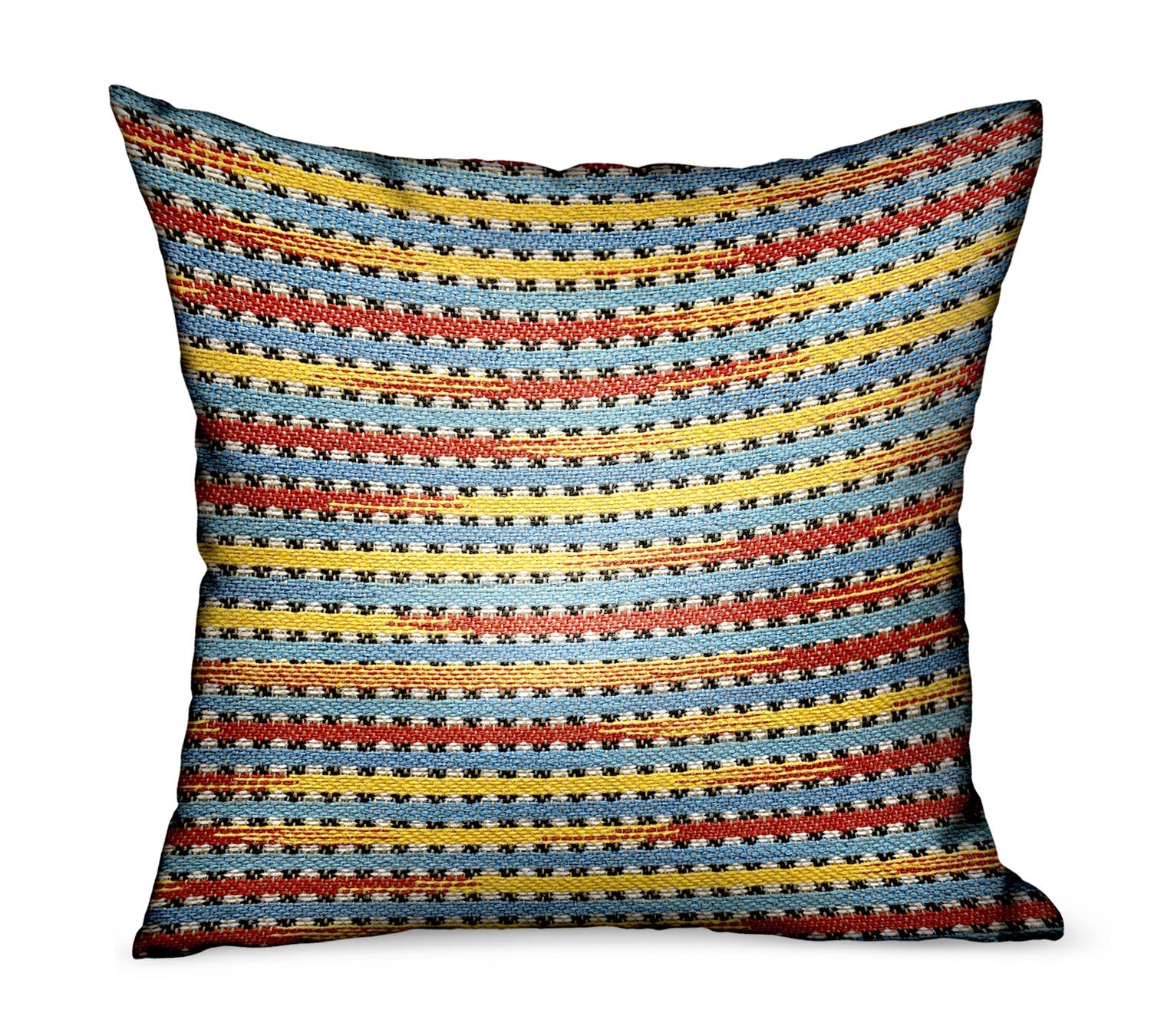 Vivid Stripe Red, Blue, Yellow Stripes Luxury Outdoor/Indoor Throw Pillow-0