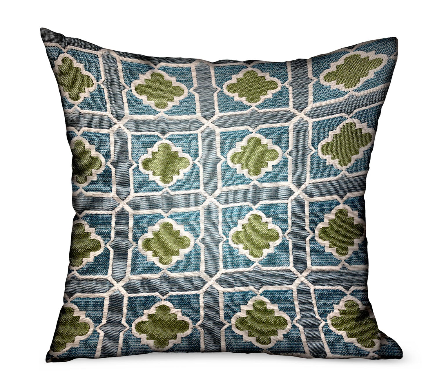 Shamrock Gem Blue, Green Geometric Luxury Outdoor/Indoor Throw Pillow-0