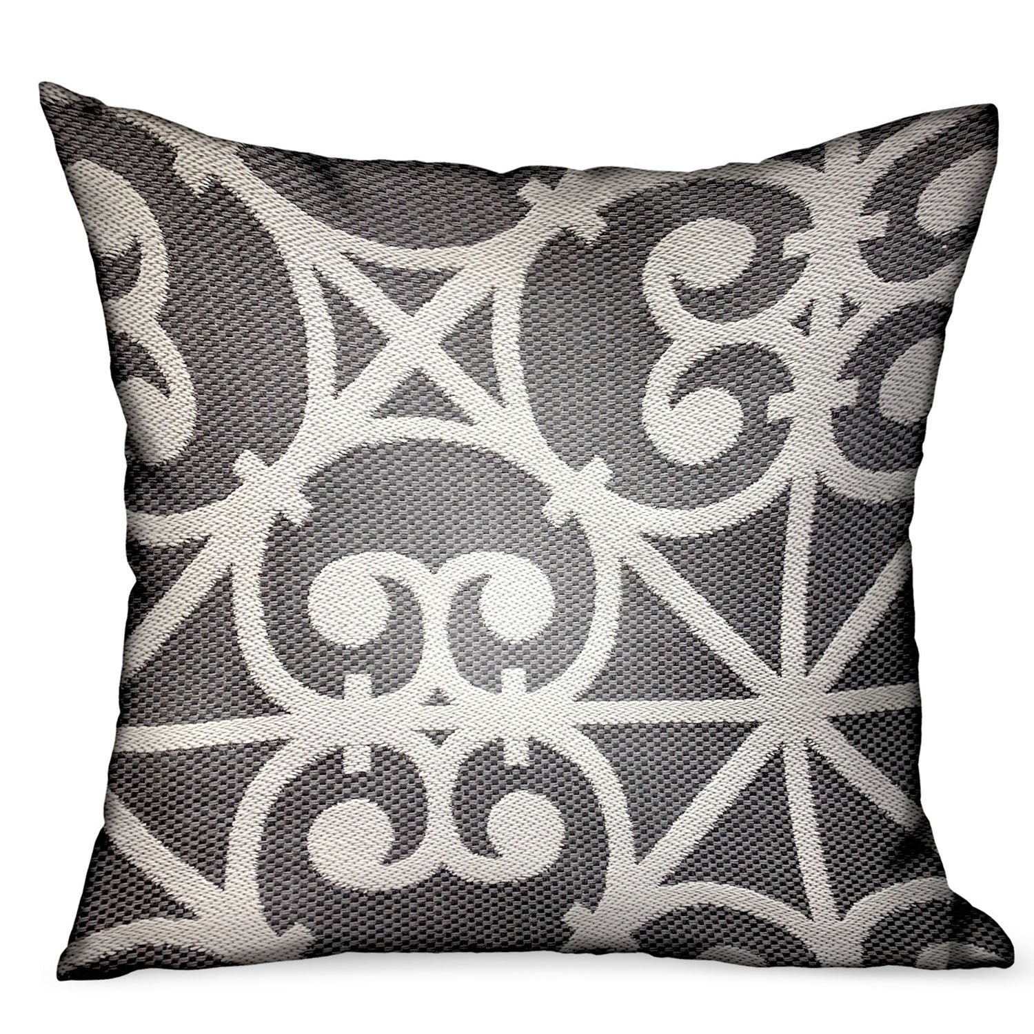 Abalone Truffle Gray Chevron Luxury Outdoor/Indoor Throw Pillow-0